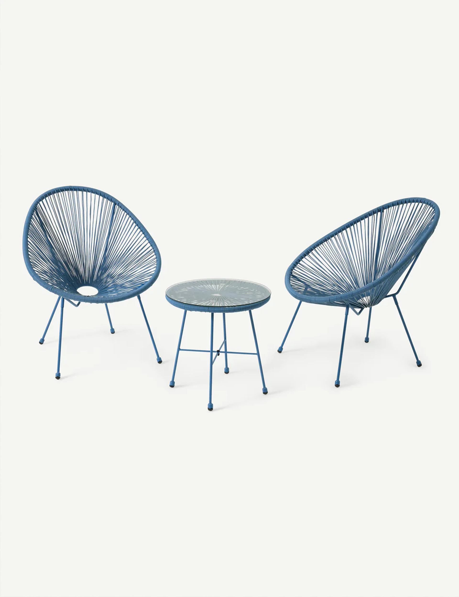Monaco 2 Seater Egg Chair Bistro Set - Light Blue