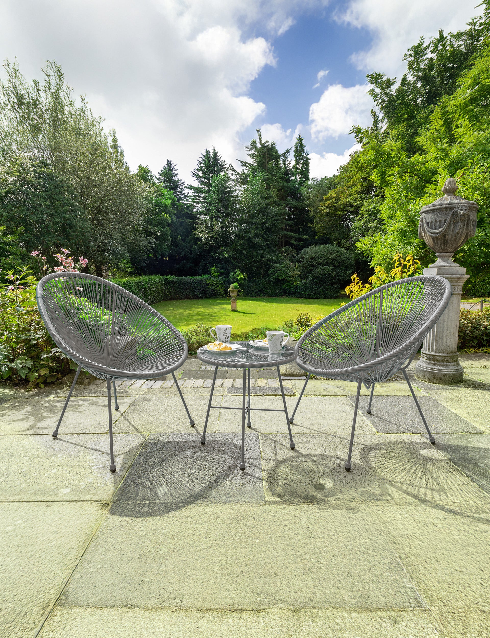 Monaco 2 Seater Egg Chair Bistro Set - Grey