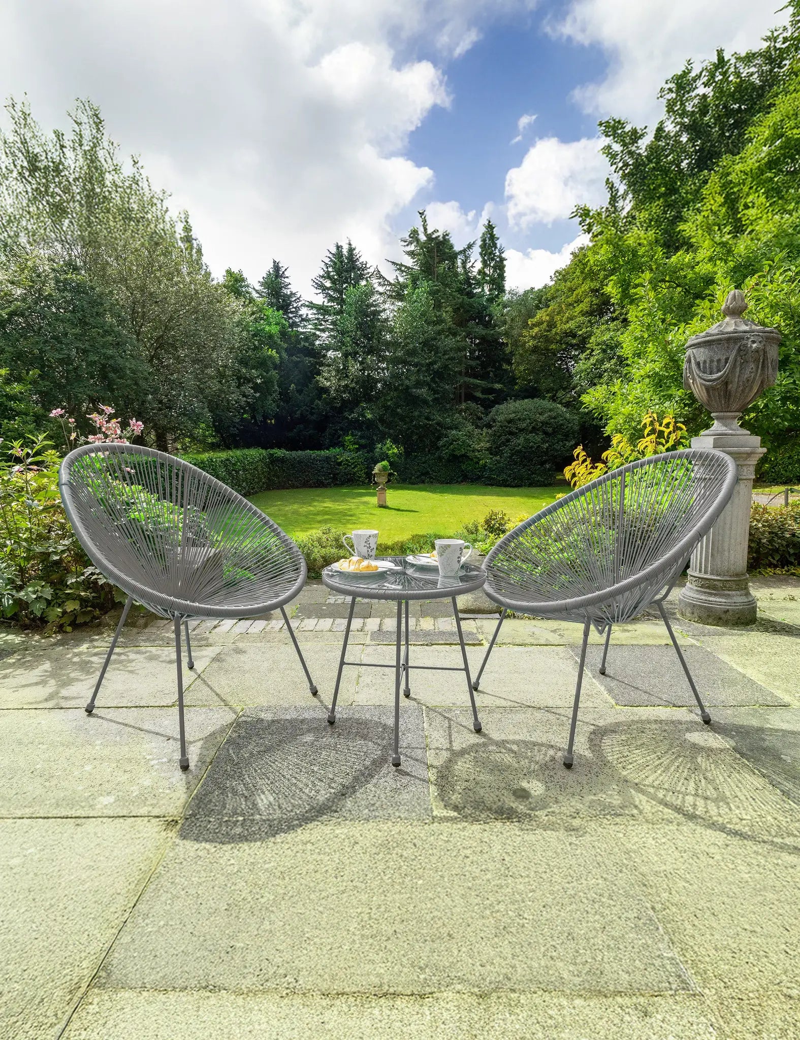 Monaco 2 Seater Egg Chair Bistro Set - Grey