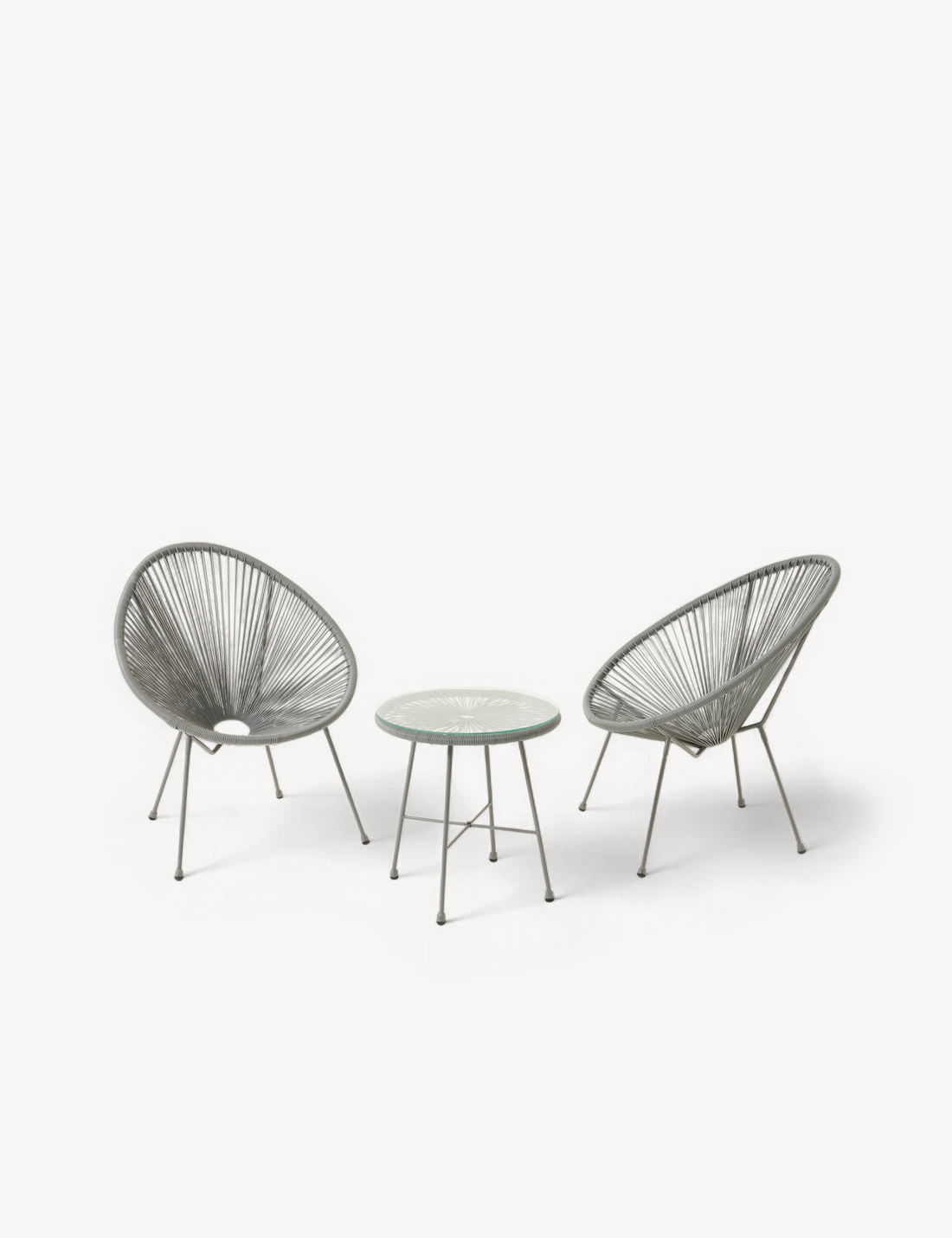 Monaco 2 Seater Egg Chair Bistro Set - Grey