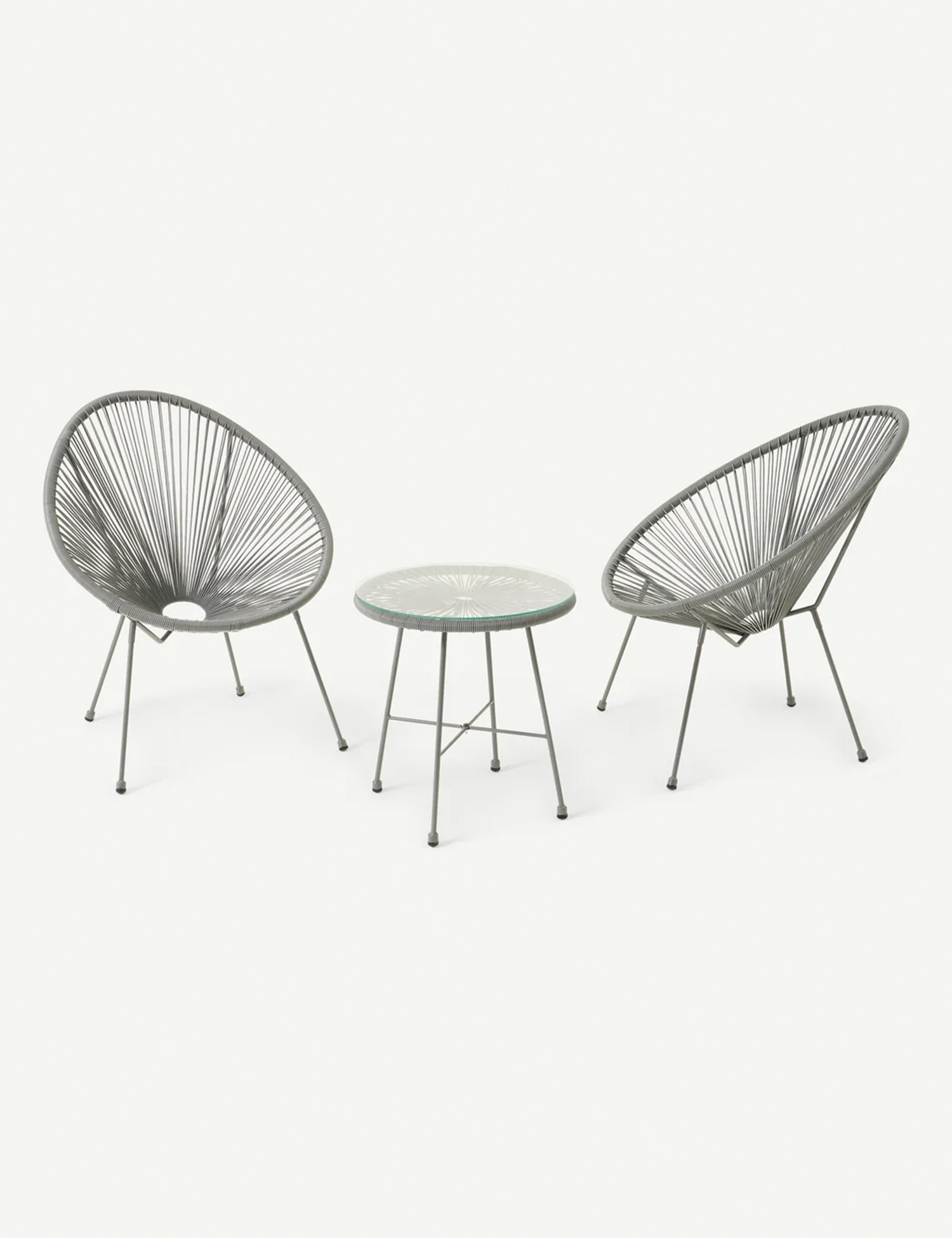 Monaco 2 Seater Egg Chair Bistro Set - Grey