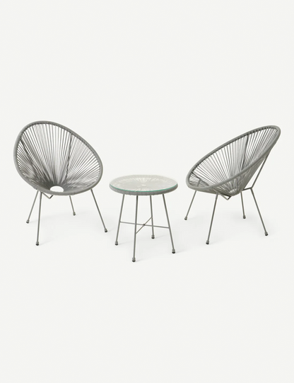 Monaco 2 Seater Egg Chair Bistro Set - Grey