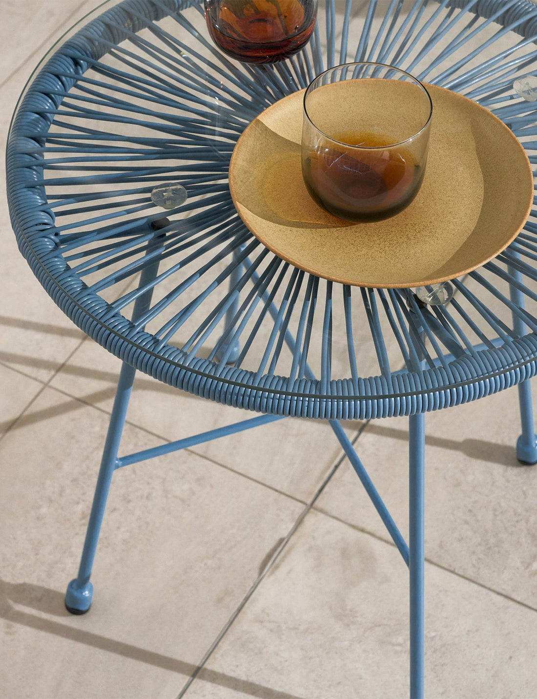 Monaco 2 Seater Egg Chair Bistro Set - Light Blue