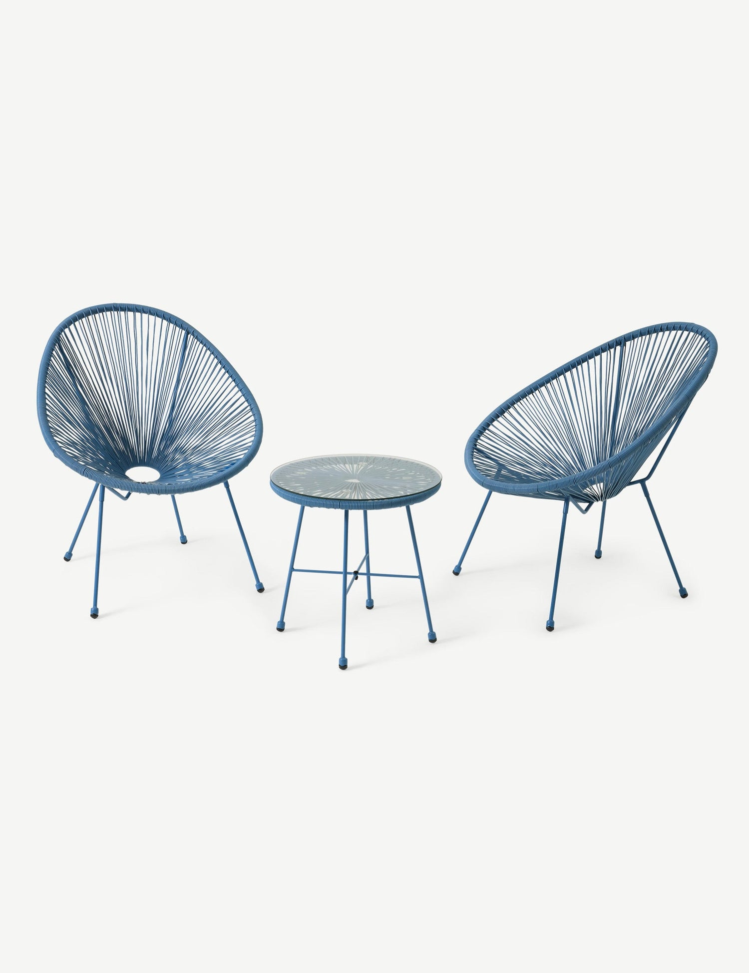 Monaco 2 Seater Egg Chair Bistro Set - Light Blue