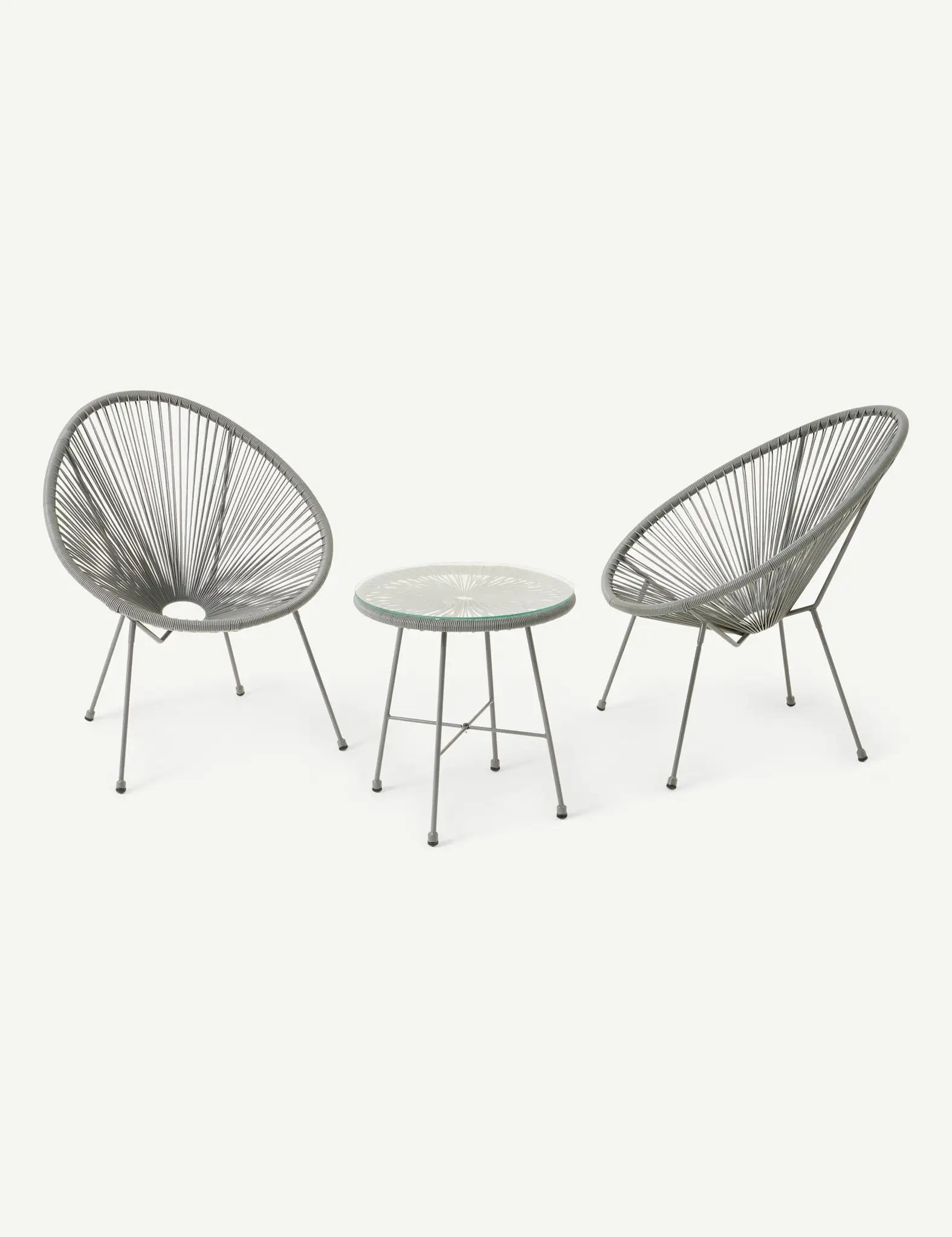 Image of Monaco 2 Seater Egg Chair Bistro Set - Grey
