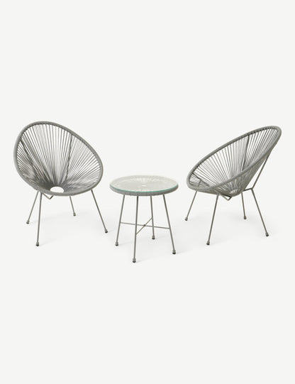 Monaco 2 Seater Egg Chair Bistro Set - Grey