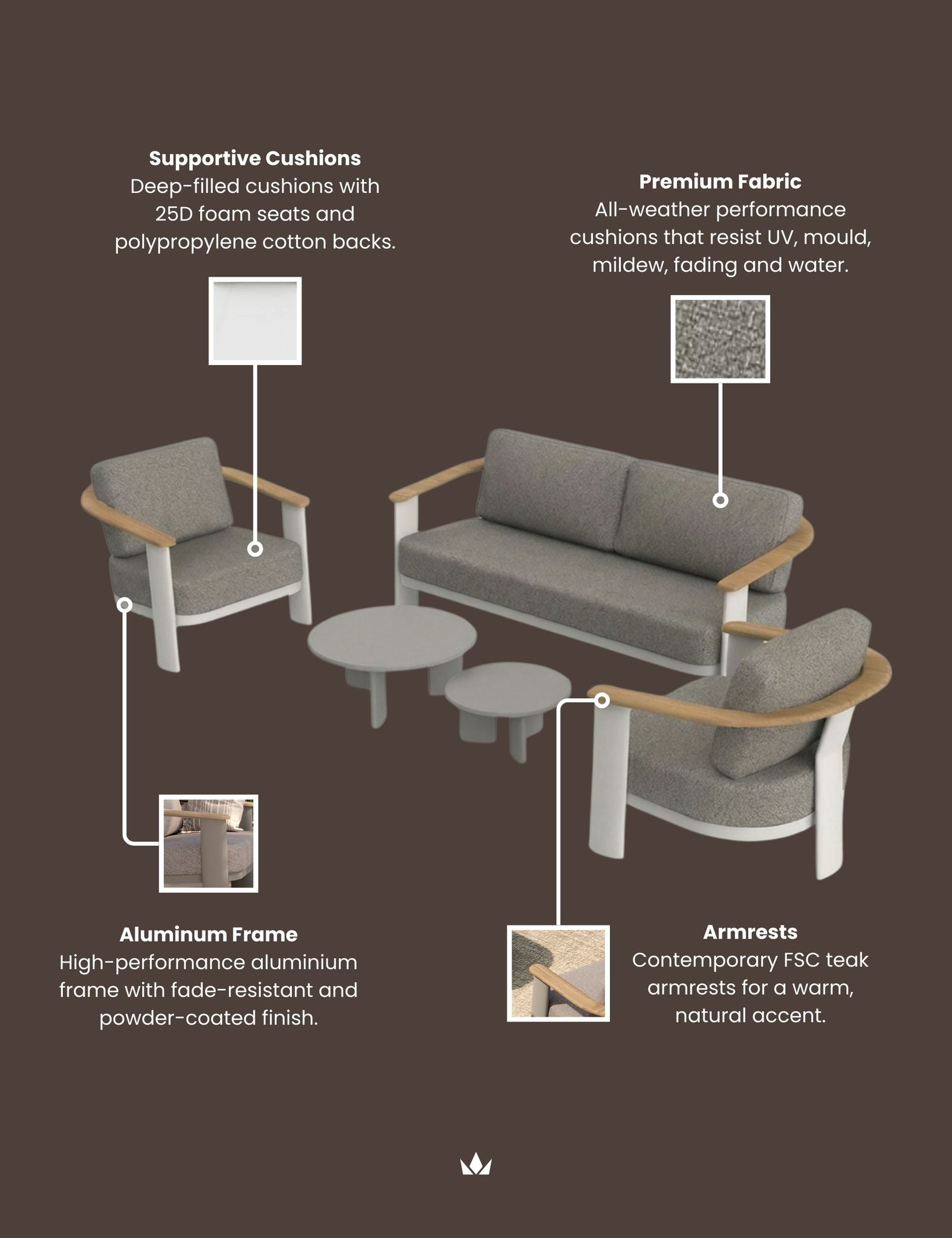 Image of NAIA 5 Seater Lounging Set with Coffee Table - With Complimentary Cover