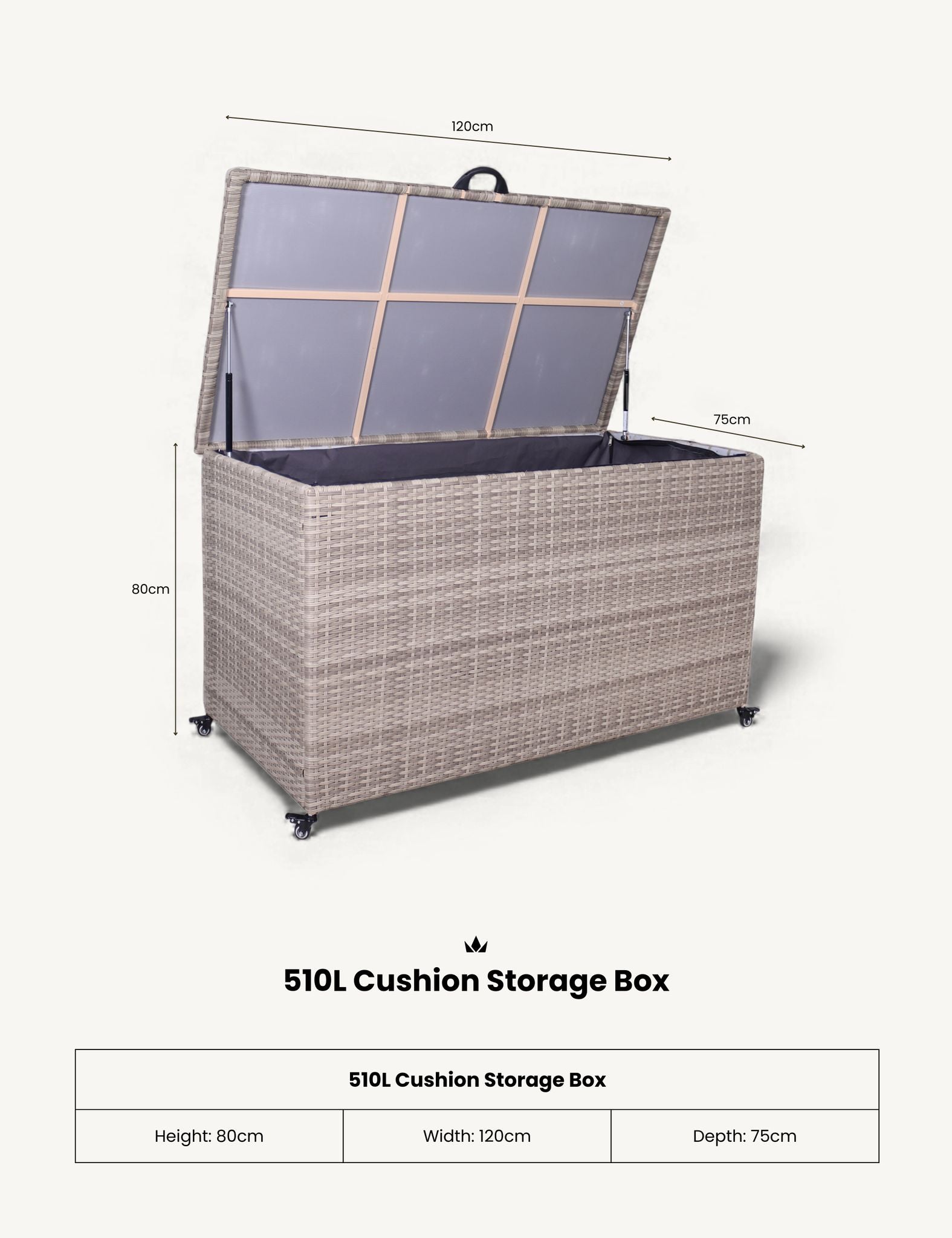 Natural Weave 510L KD Cushion Storage Box