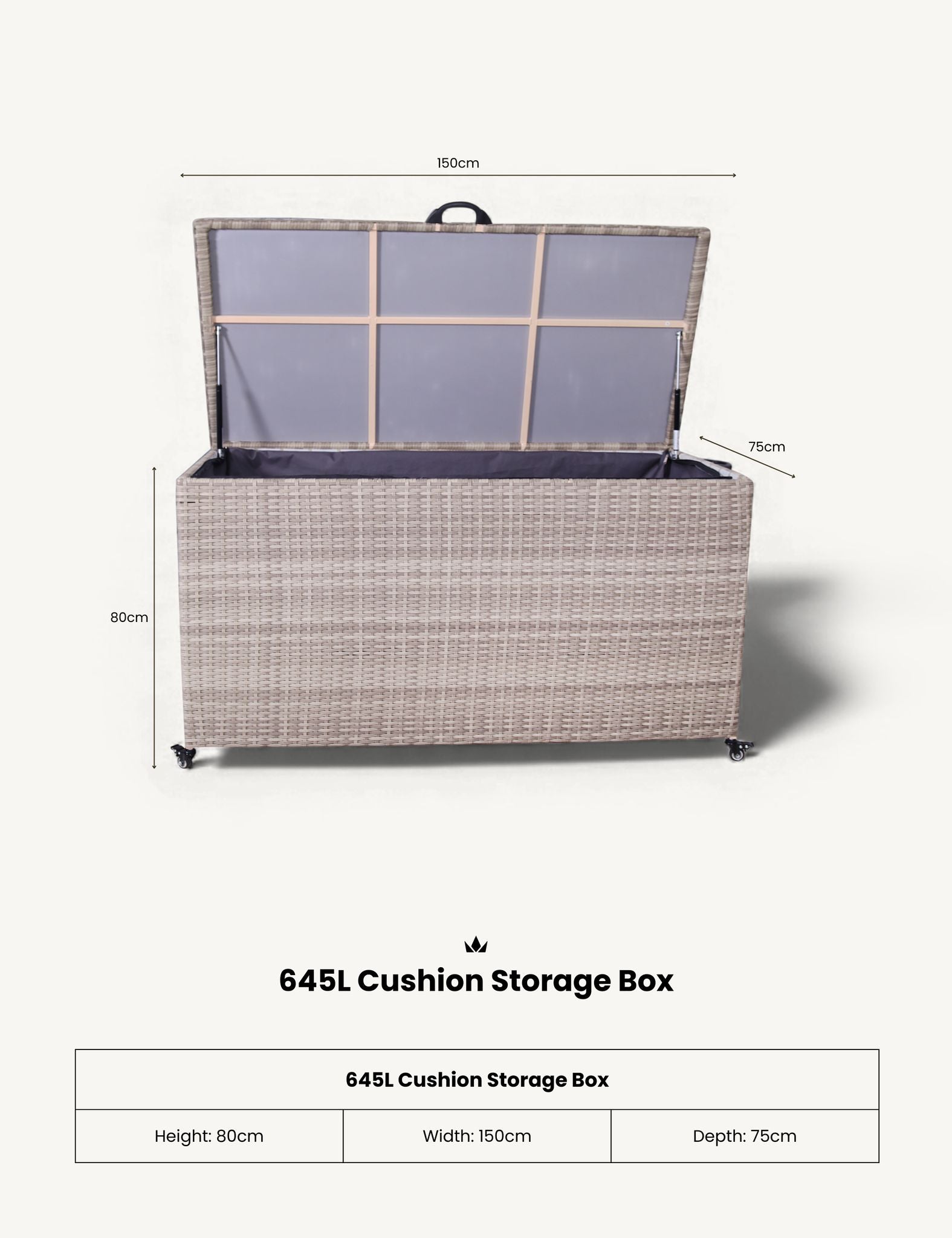 Image of Natural Weave 645L KD Cushion Storage Box