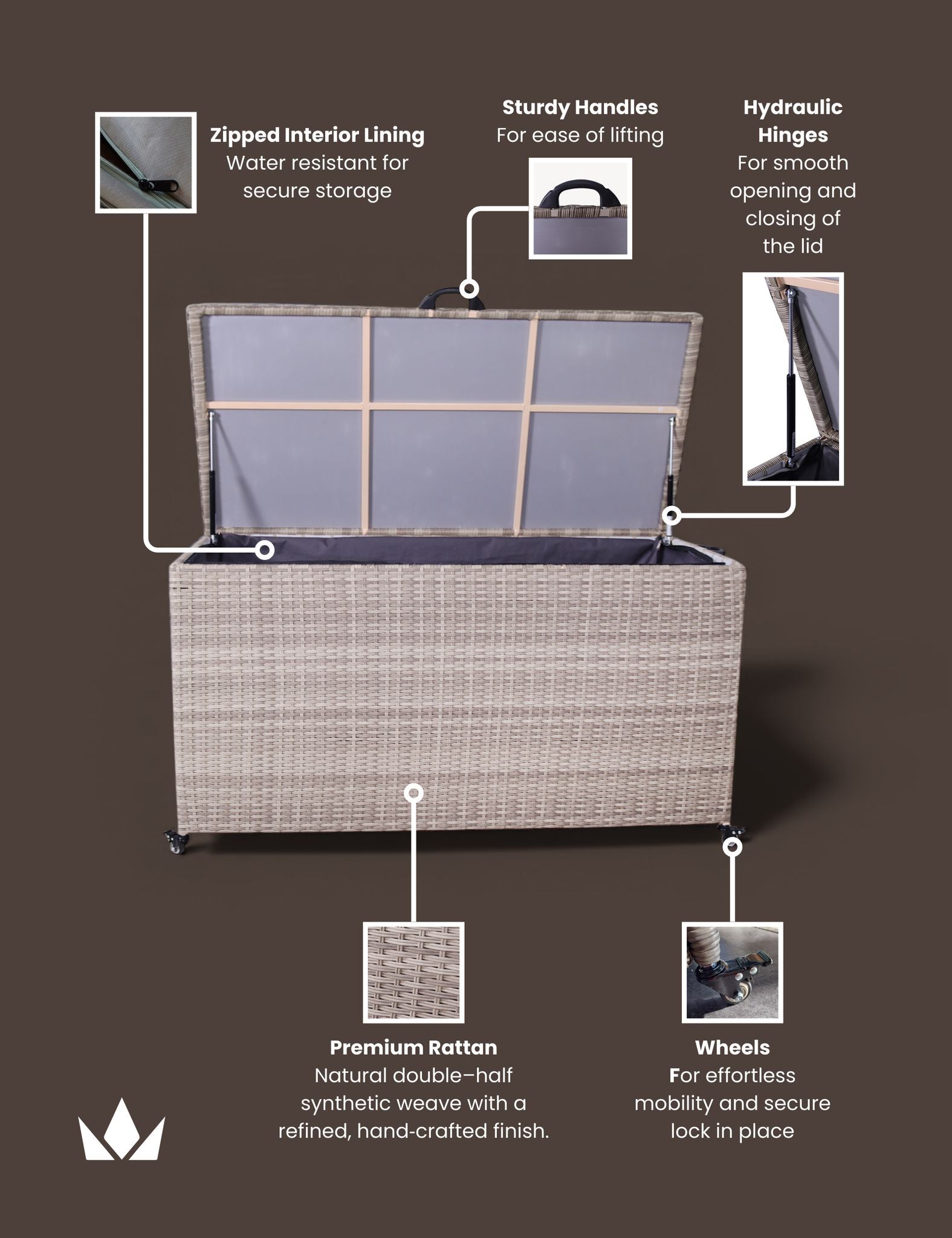 Image of Natural Weave 645L KD Cushion Storage Box