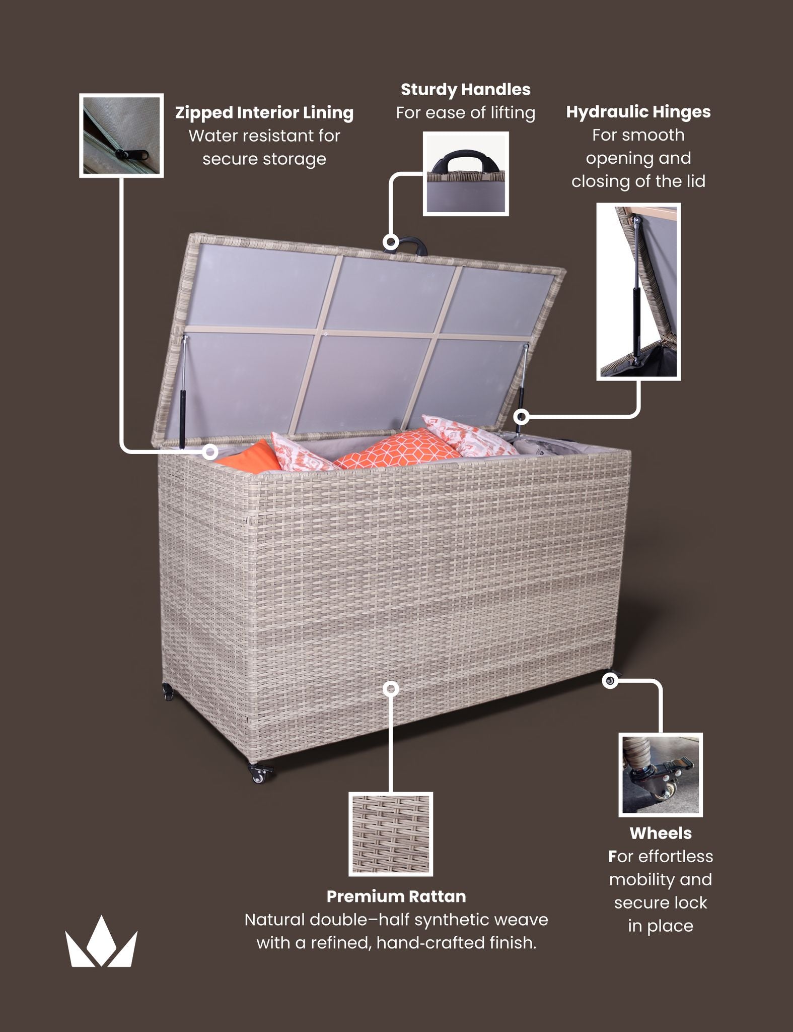 Image of Natural Weave 826L KD Cushion Storage Box