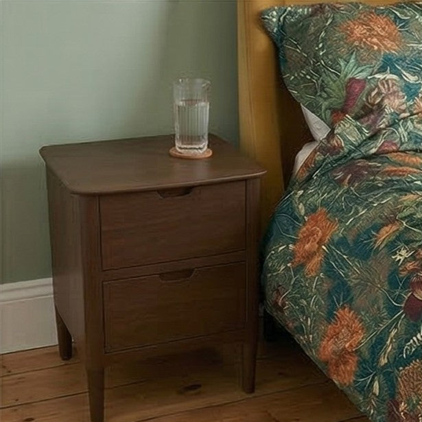 Image of Norway Dark Walnut Wooden Bedside Table