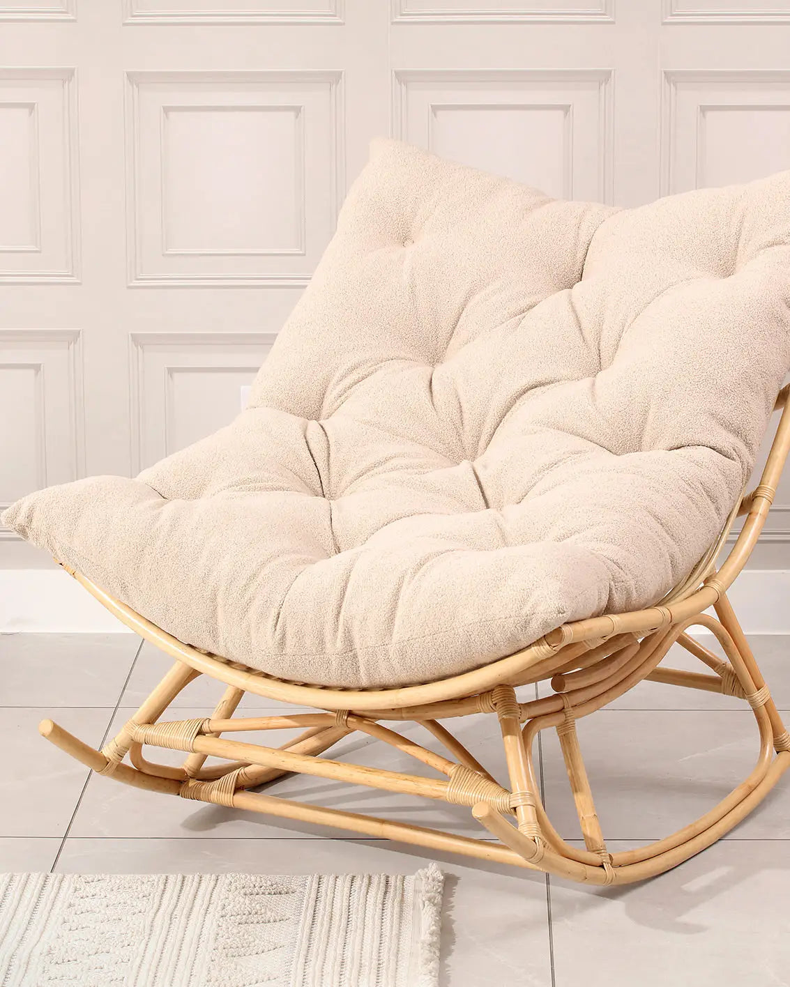 York Rattan Papasan Rocking Chair - Square Shape Cushion
