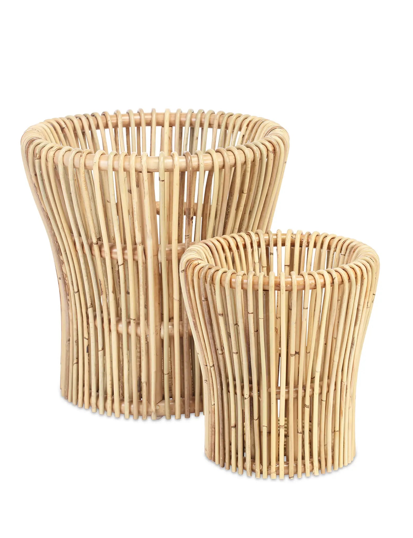 Set of 2 Natural Rattan Plant Baskets