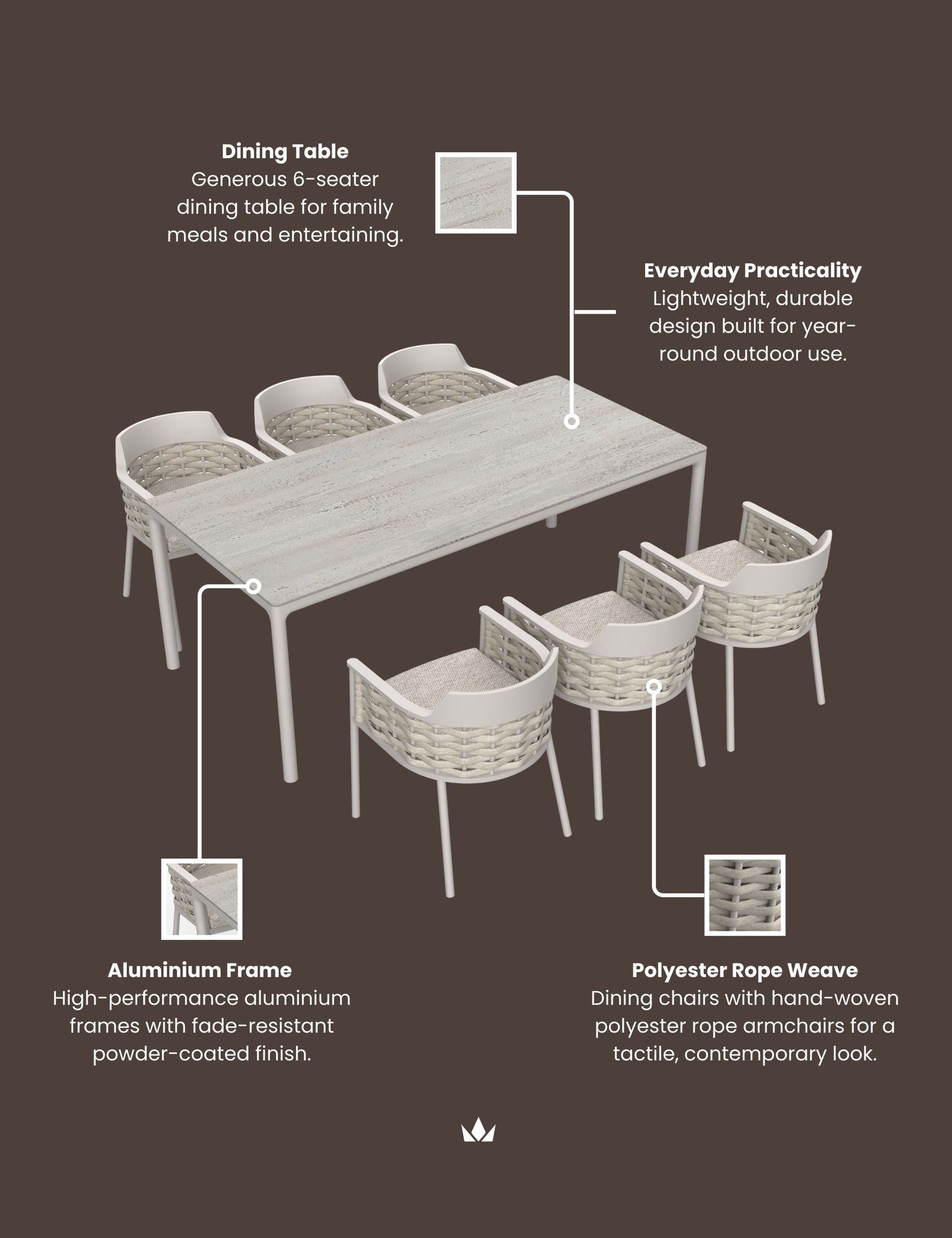 Image of OLMA 6-Seater Dining Table & Chairs