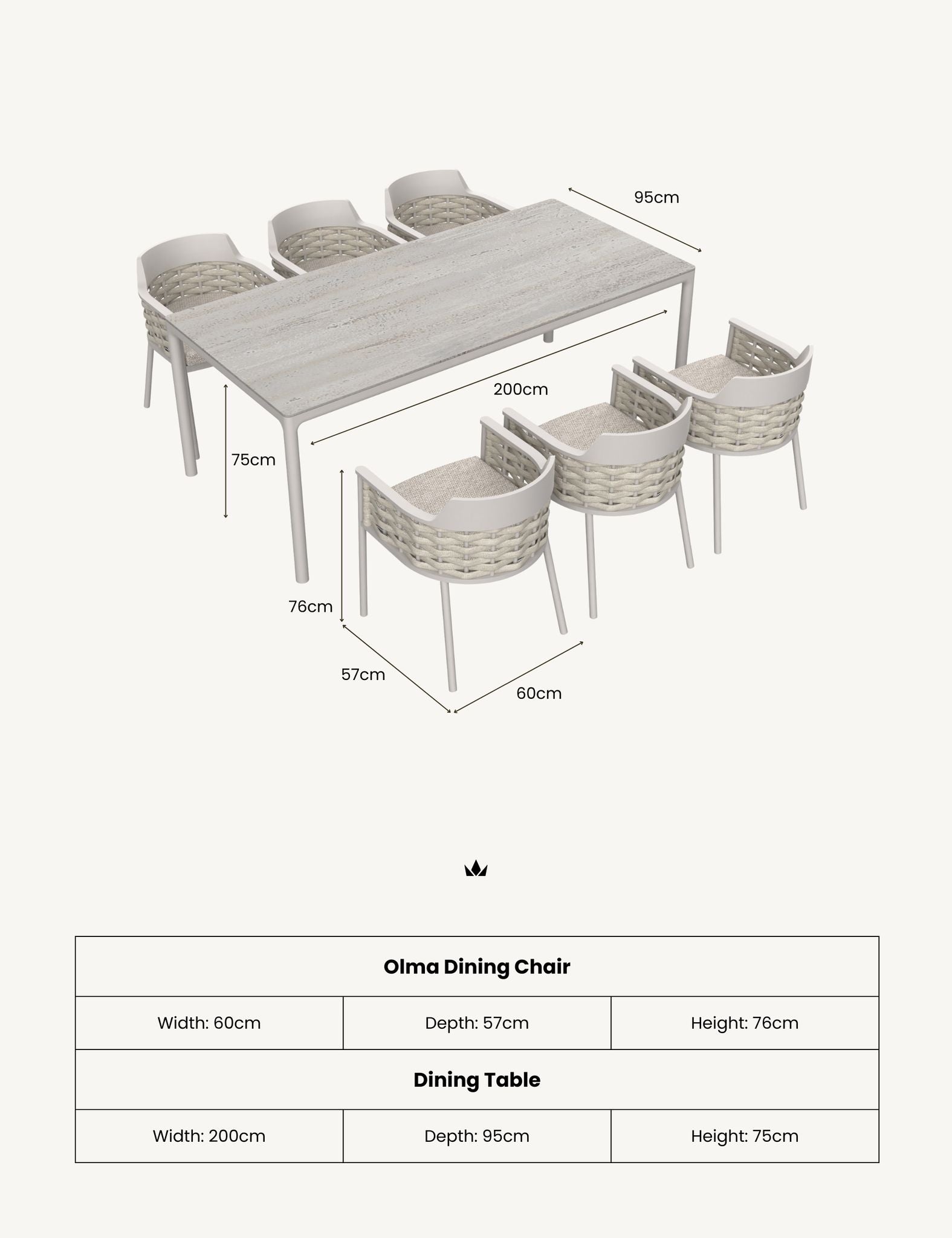 Image of OLMA 6-Seater Dining Table & Chairs