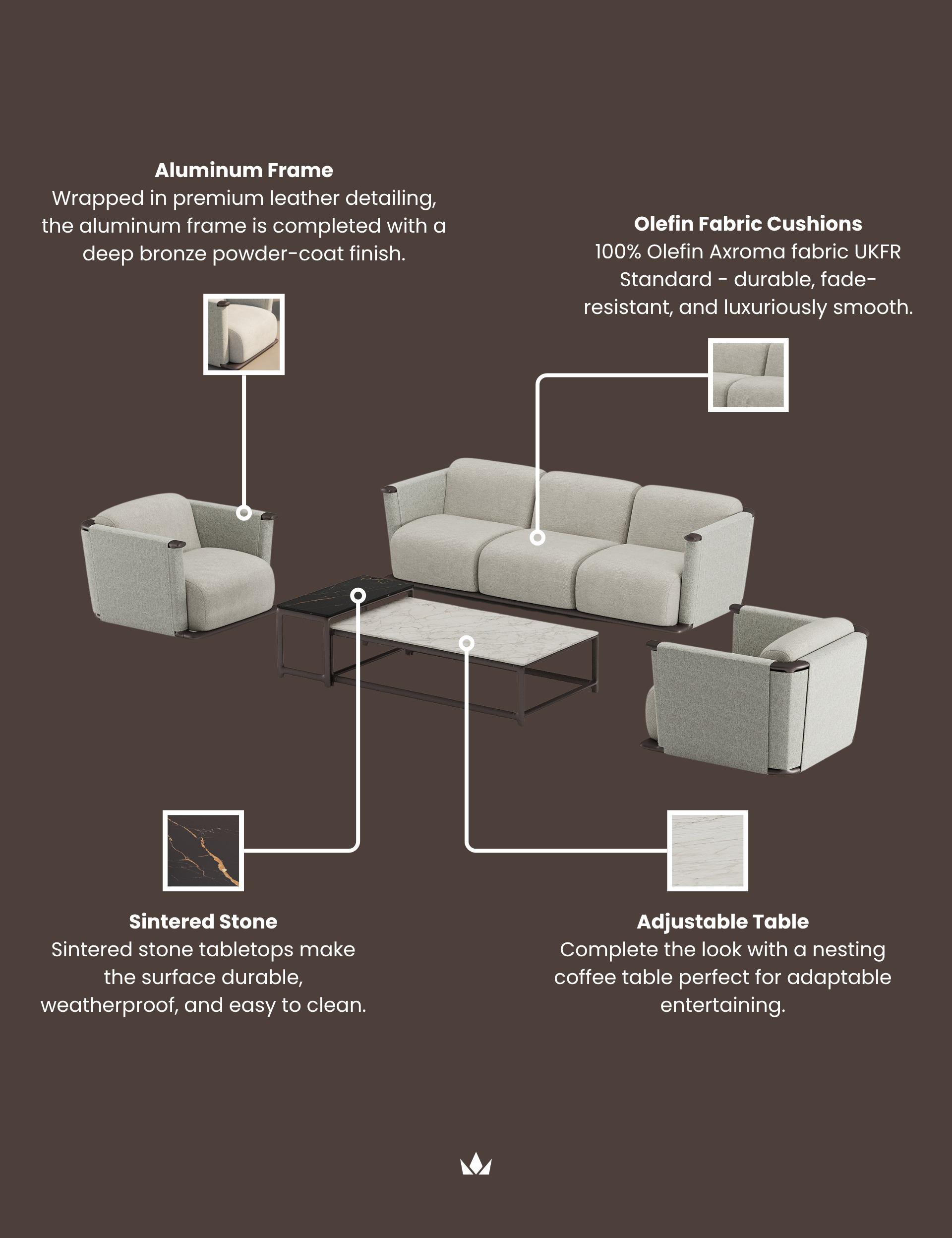 Image of ORYN 5-Seater Lounging Set with Coffee & Side Table