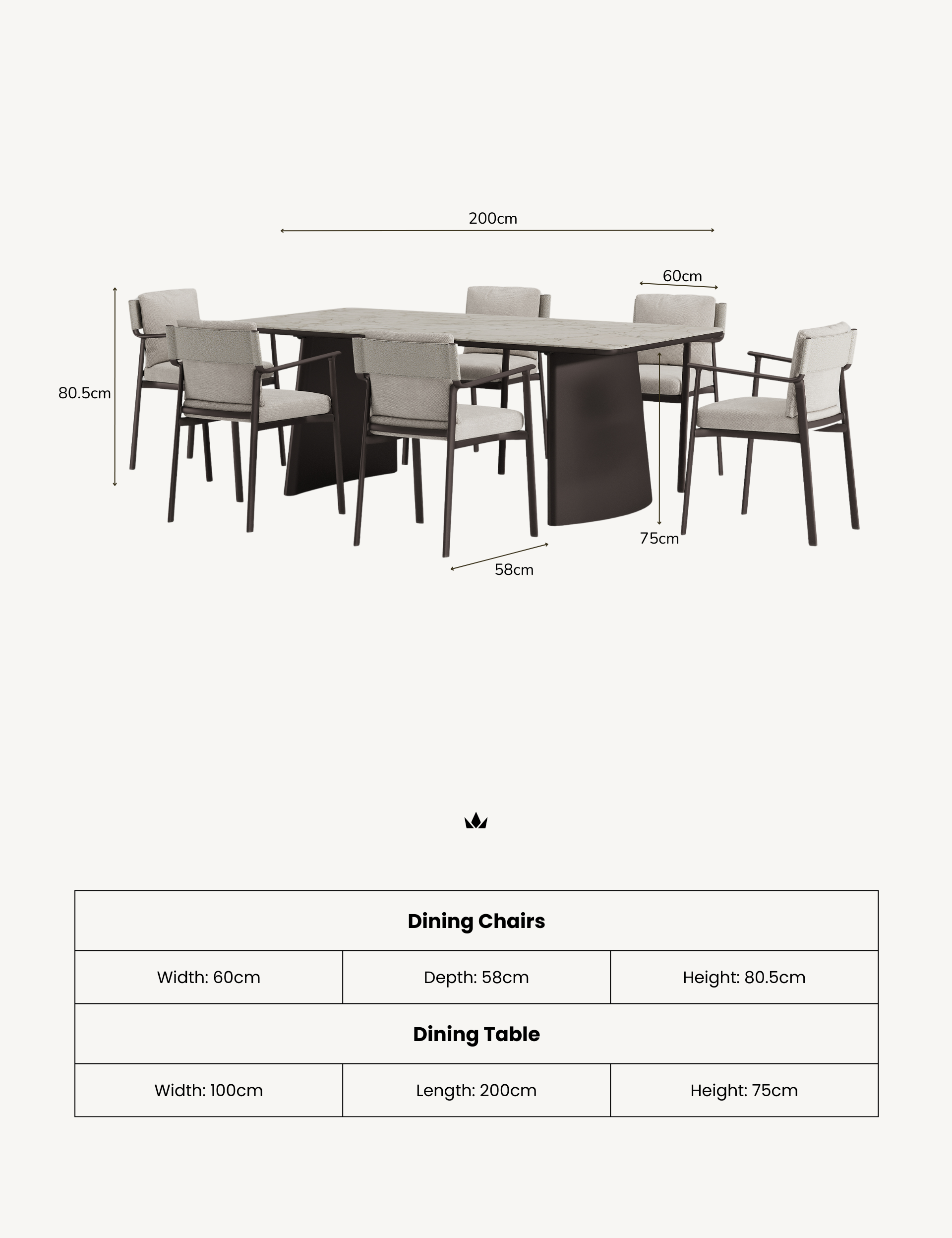 Image of ORYN 6-Seater Dining Table and Chairs