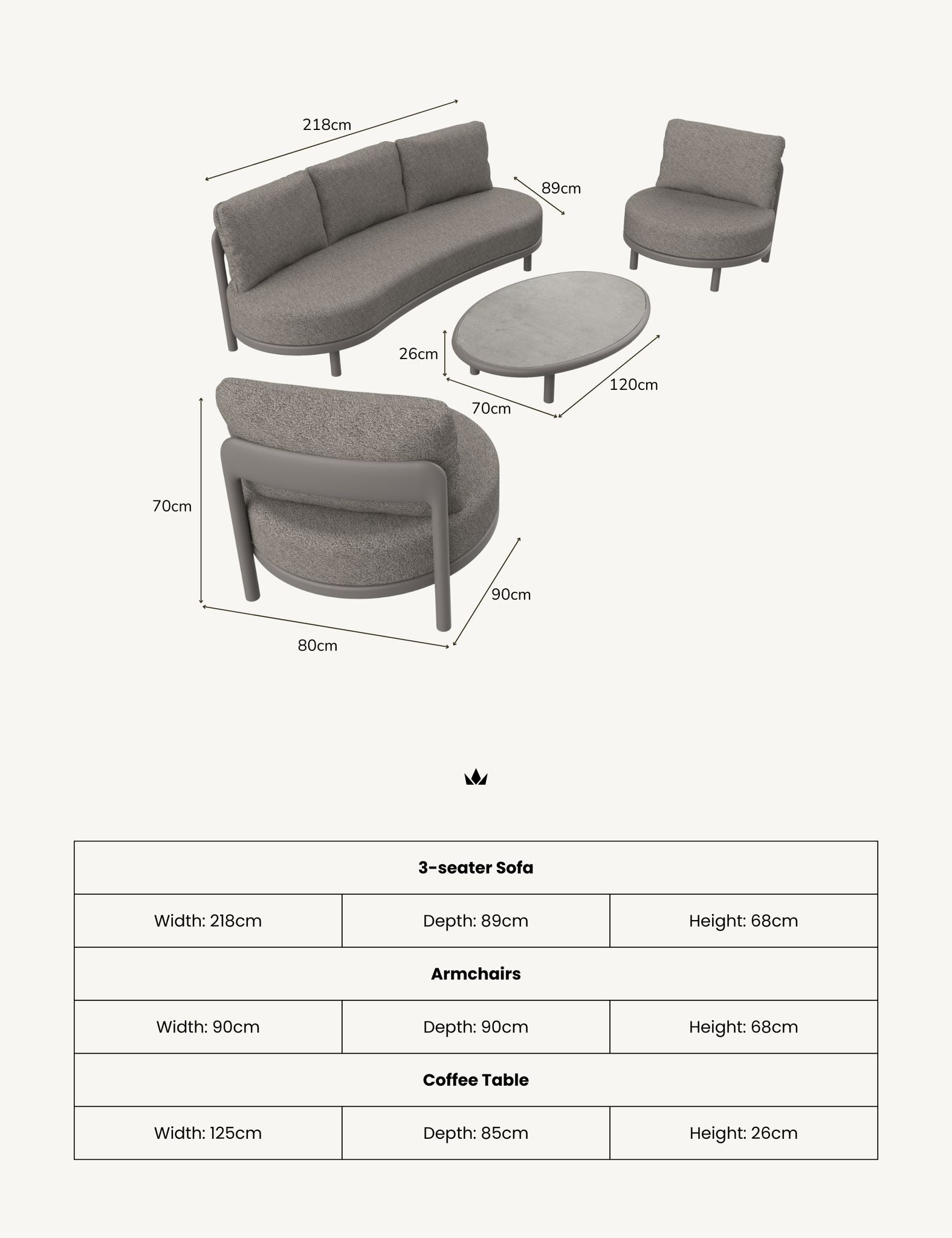 Image of OSLO 5 Seater Lounging Set with Coffee Table