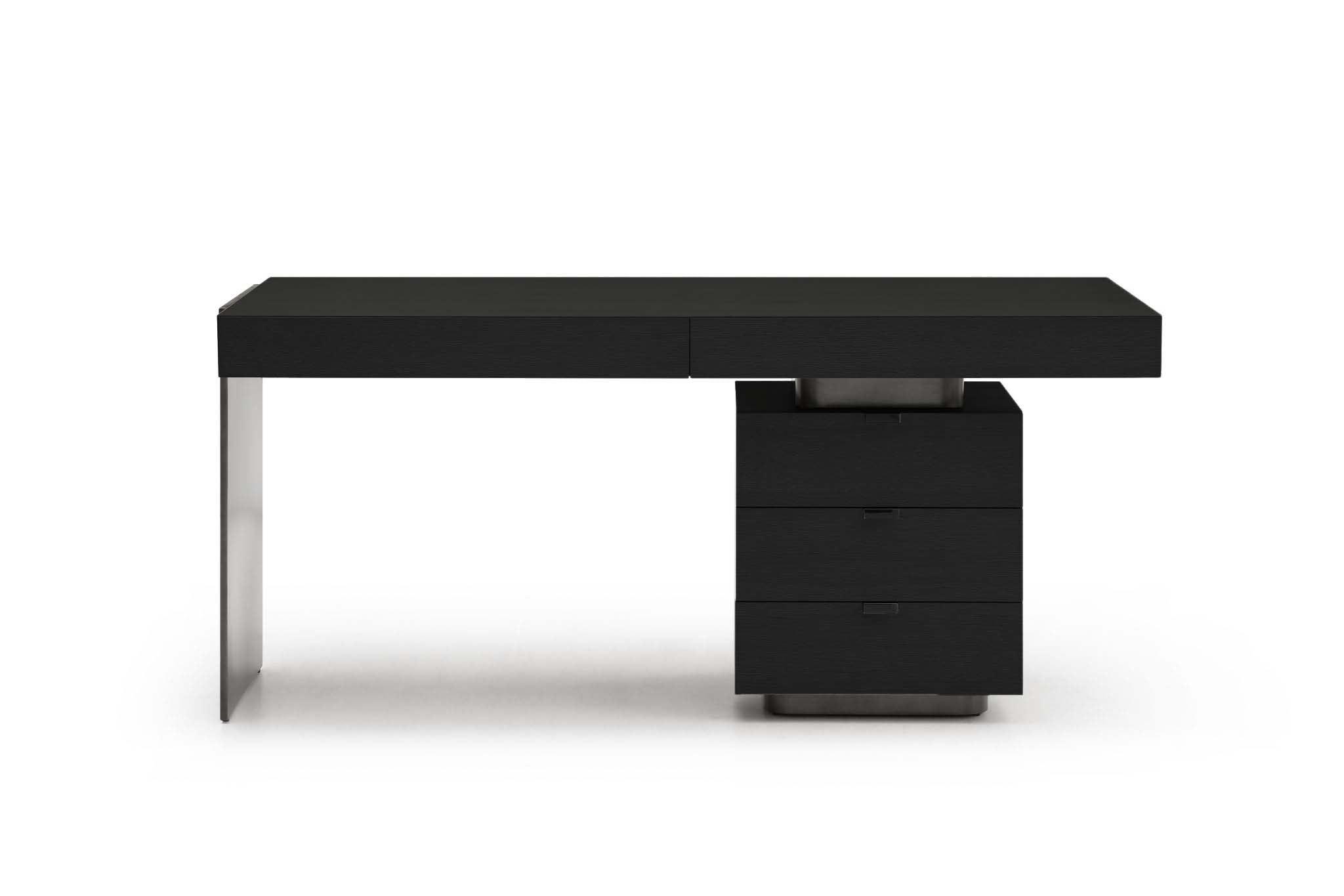 Image of Oston Office Desk - Smoke Oak - Right Hand Drawers