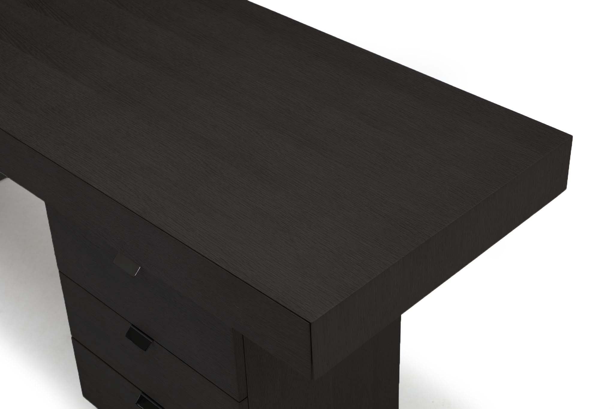 Image of Oston Office Desk - Smoke Oak - Right Hand Drawers