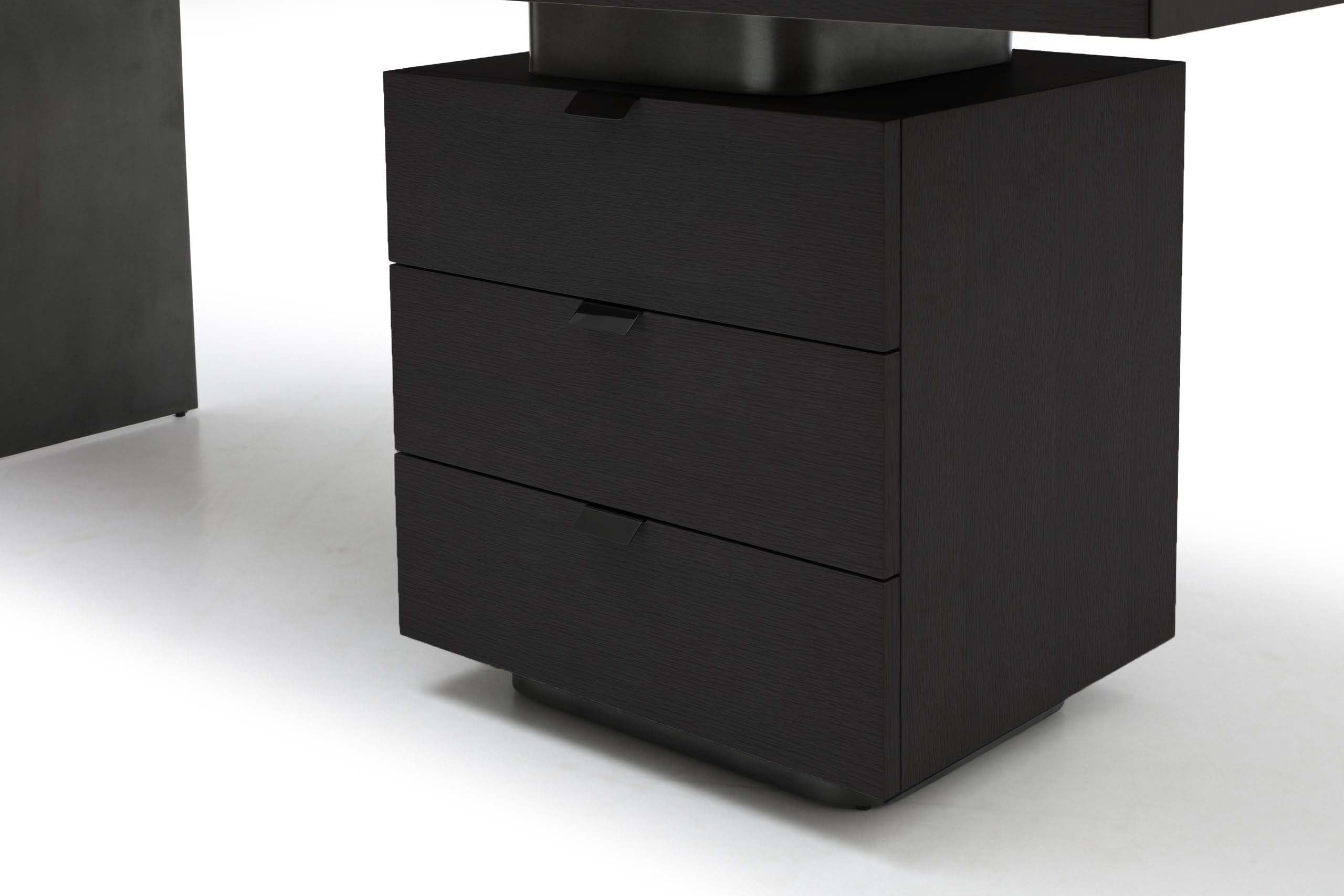 Image of Oston Office Desk - Smoke Oak - Right Hand Drawers