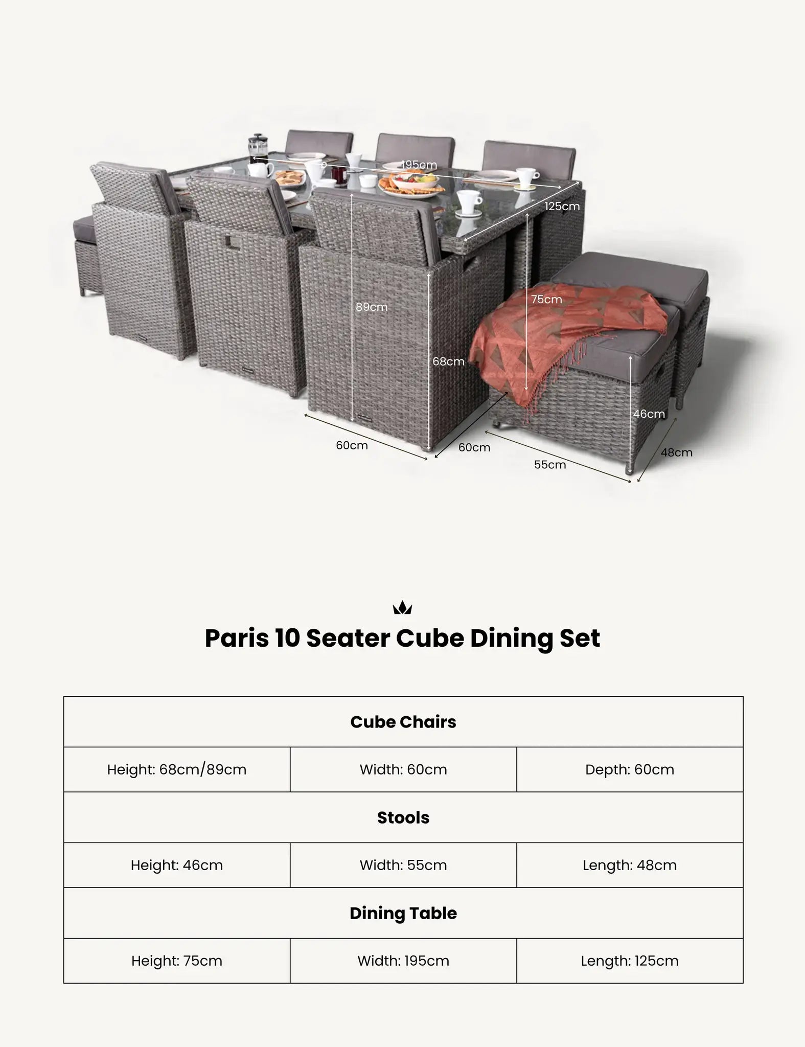 Image of Paris 10 Seater Cube Dining Set