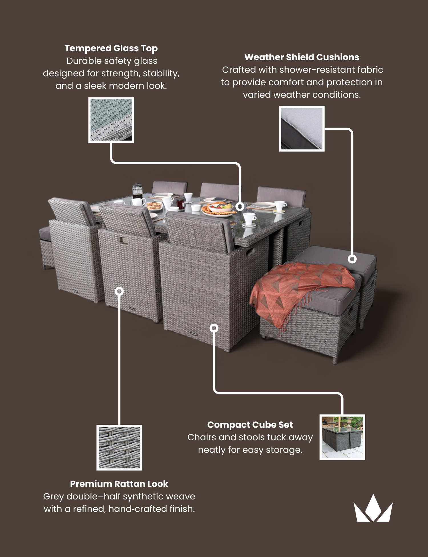 Paris 10 Seater Cube Dining Set