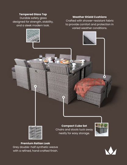 Paris 10 Seater Cube Dining Set