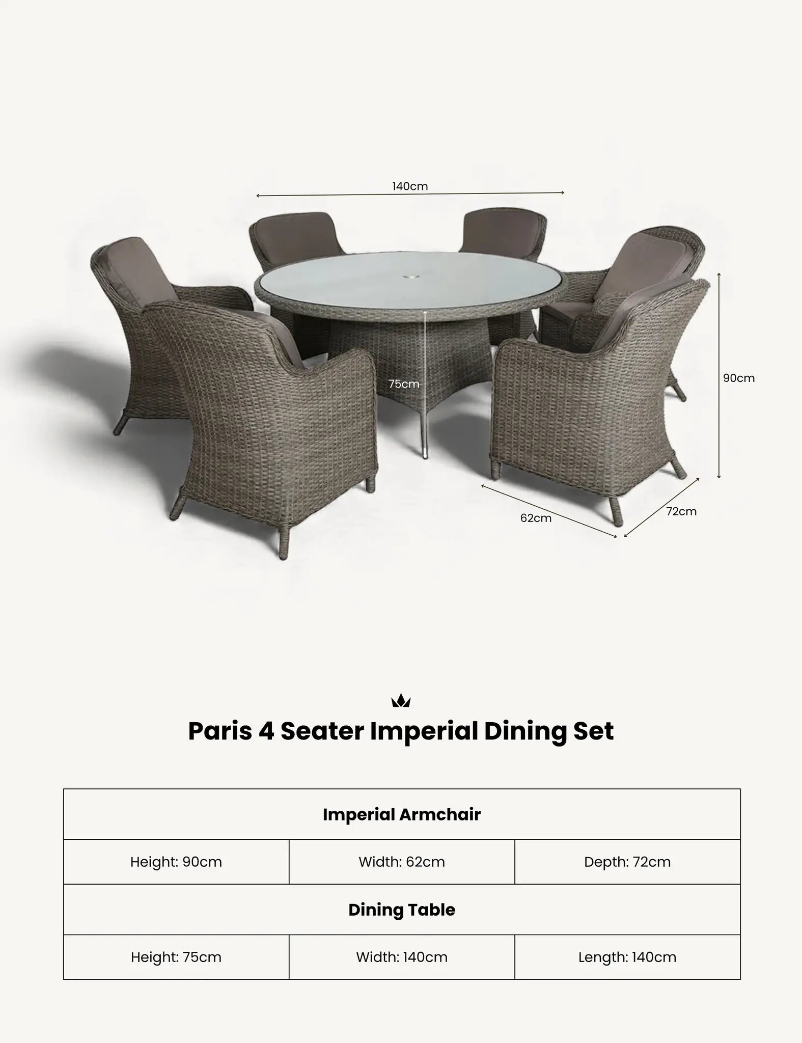 Image of Paris 6 Seater Round Imperial Dining Set