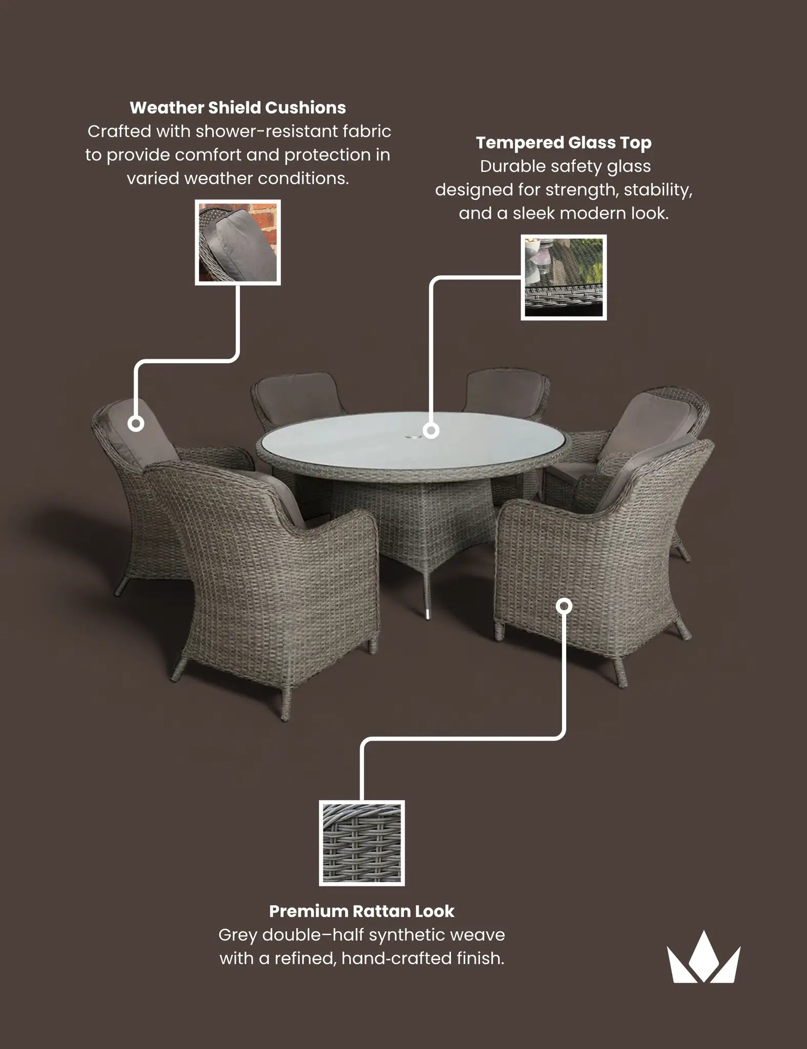 Image of Paris 6 Seater Round Imperial Dining Set