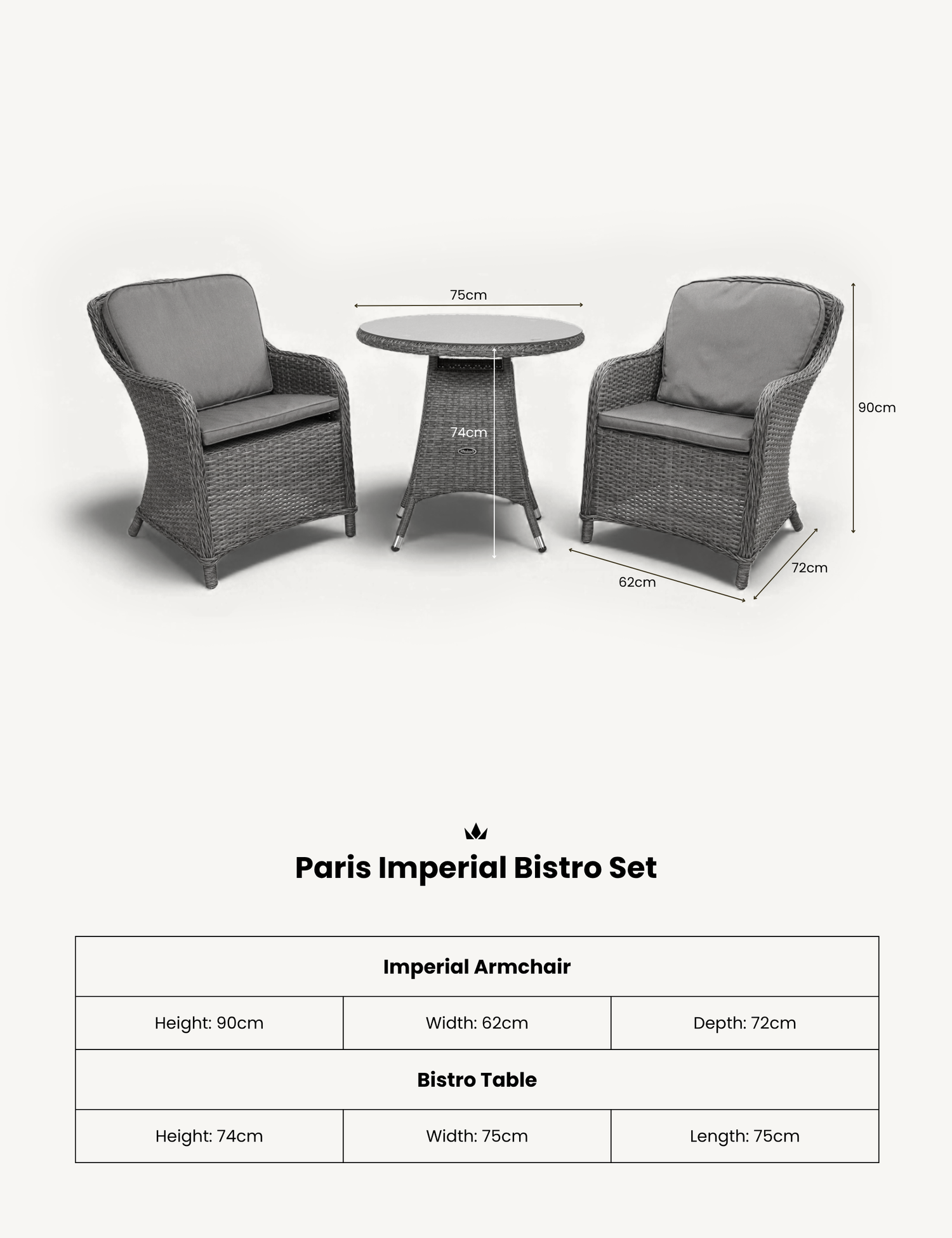 Paris 2 Seater Imperial Bistro Set
