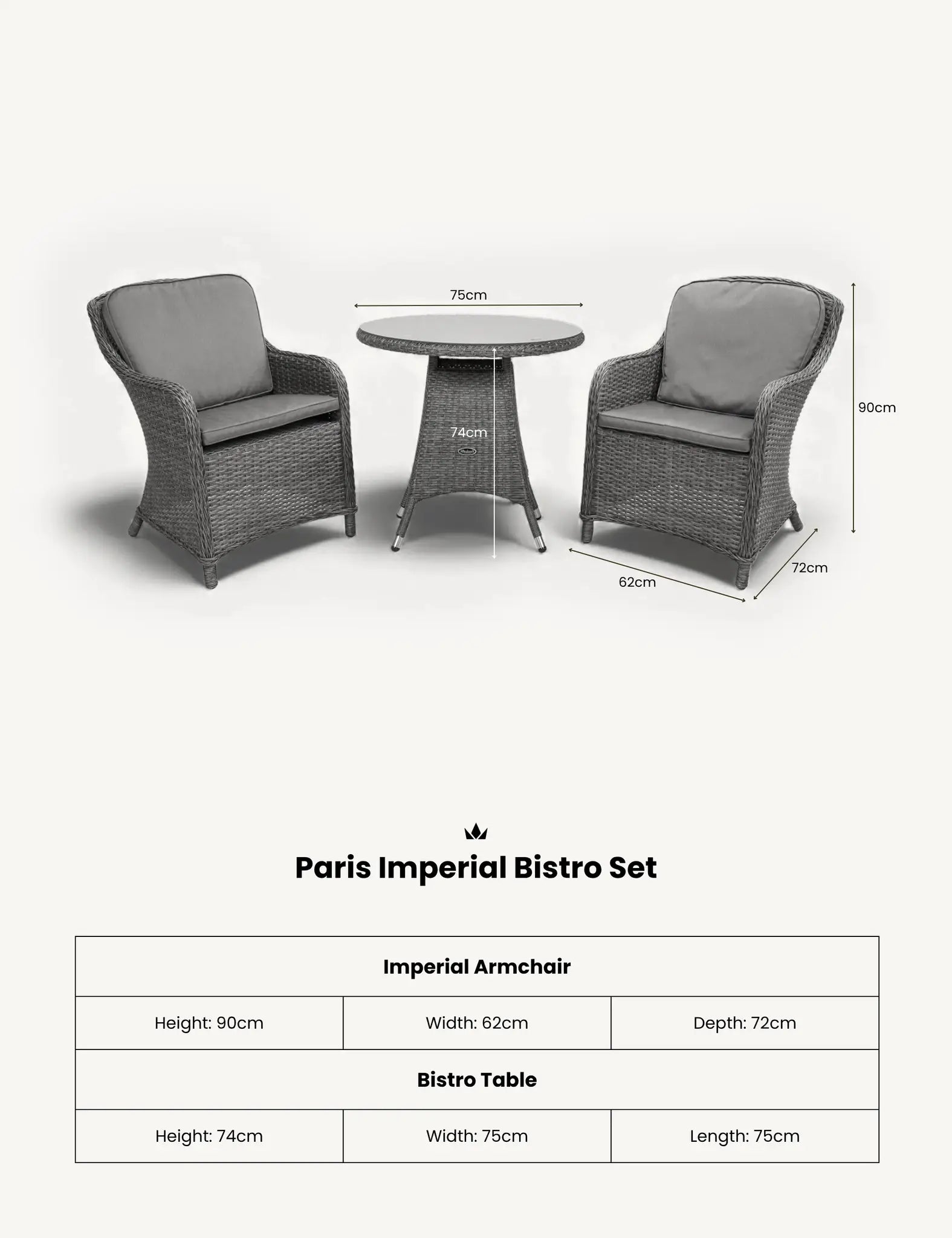 Paris 2 Seater Imperial Bistro Set