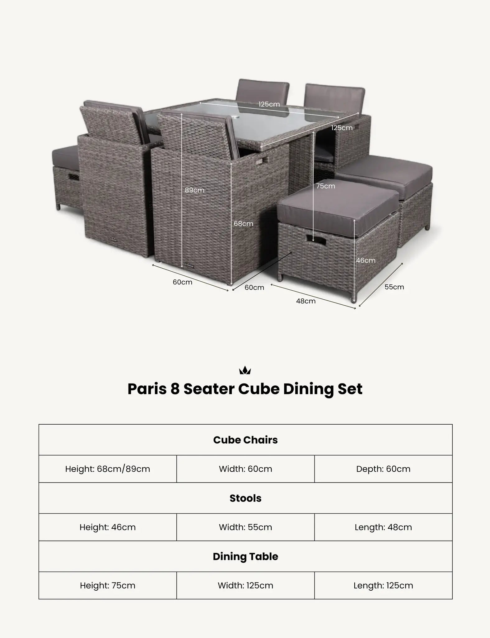 Image of Paris 8 Seater Cube Dining Set