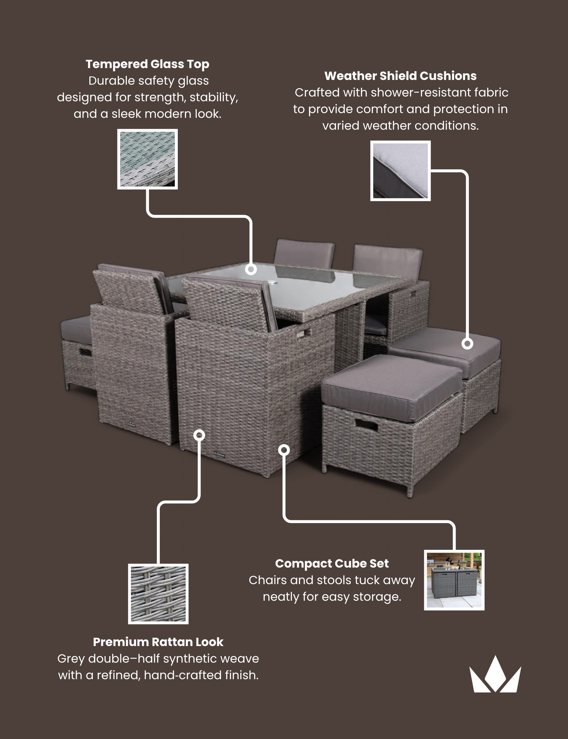Paris 8 Seater Cube Dining Set
