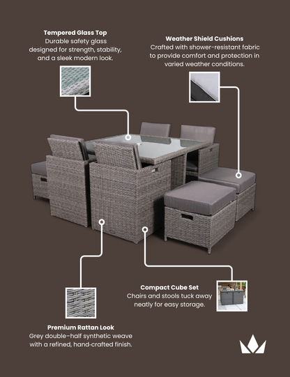 Paris 8 Seater Cube Dining Set
