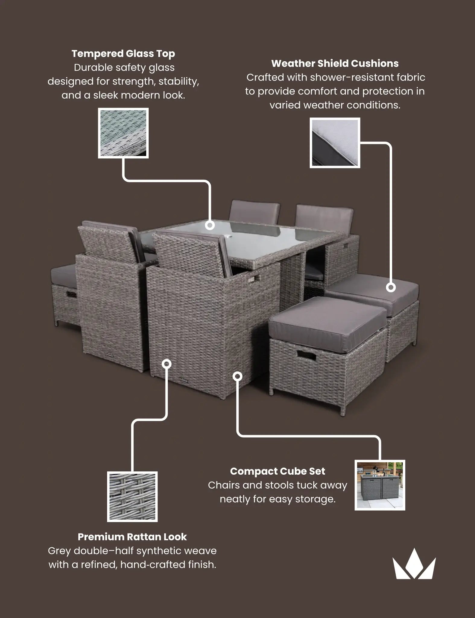 Paris 8 Seater Cube Dining Set