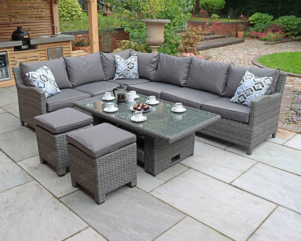 Paris 8 Seater Deluxe Modular Corner Dining &amp; Lounging Set