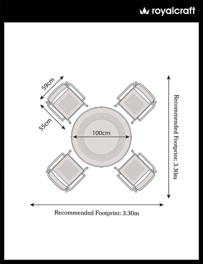 Porto 4 Seater Round Dining Set in Champagne
