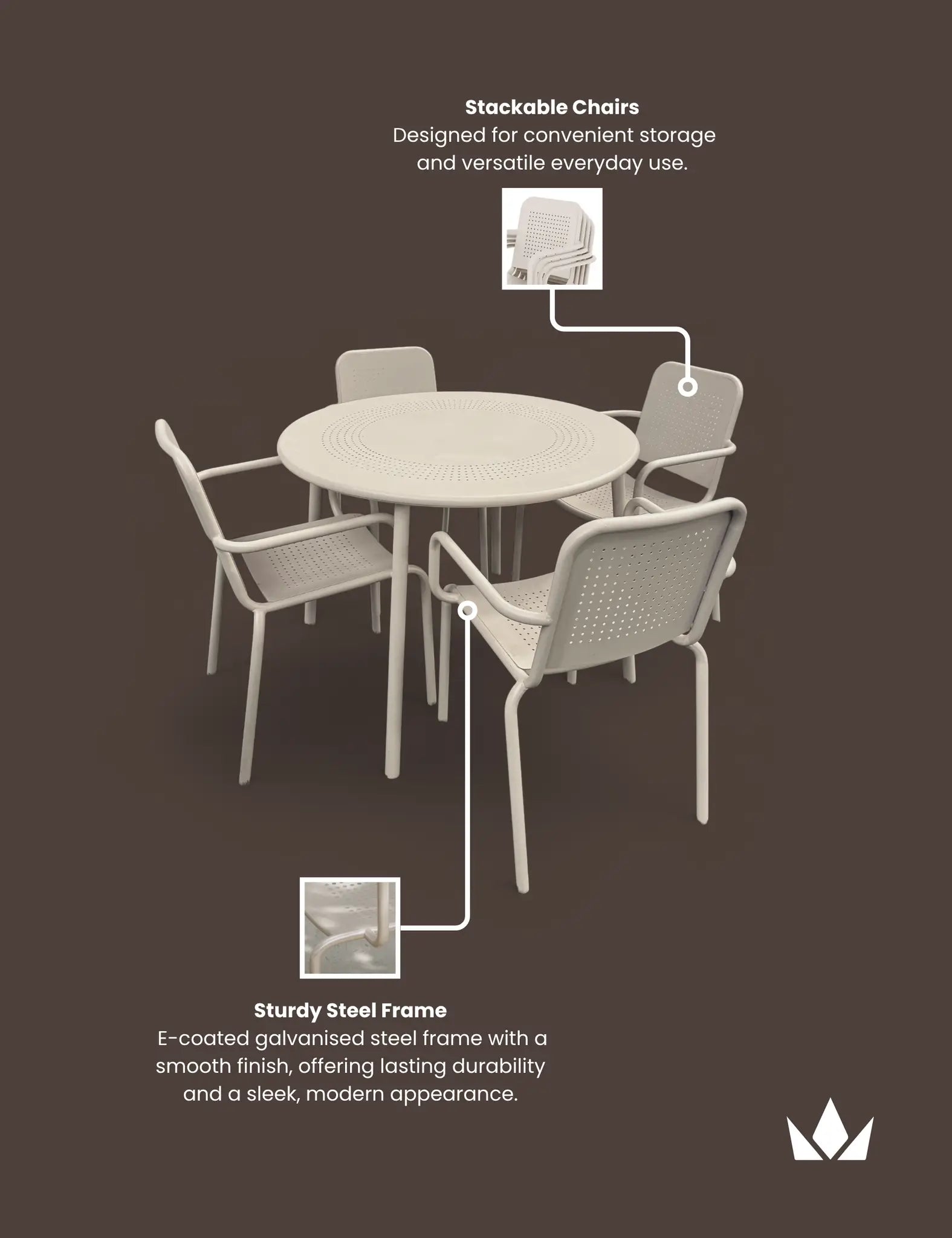 Image of Porto 4 Seater Round Dining Set in Champagne