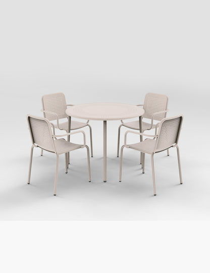 Porto 4 Seater Round Dining Set in Champagne