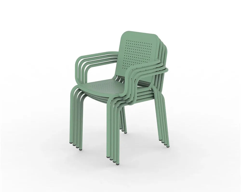 Image of PORTO 100cm 5pcs Round Dining Set Olive