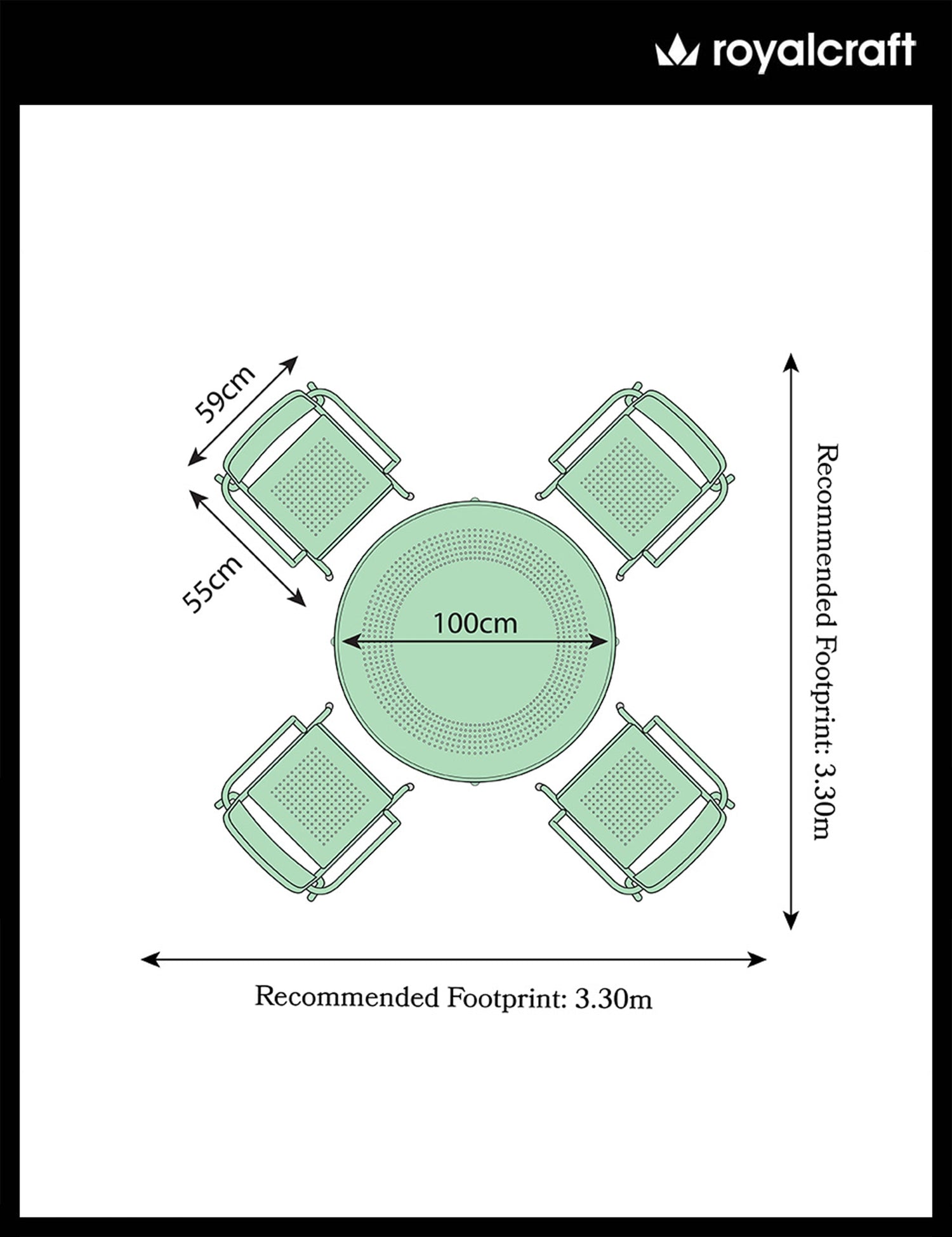 Porto 4 Seater Round Dining Set in Olive