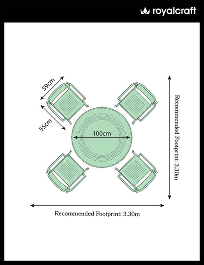 Porto 4 Seater Round Dining Set in Olive