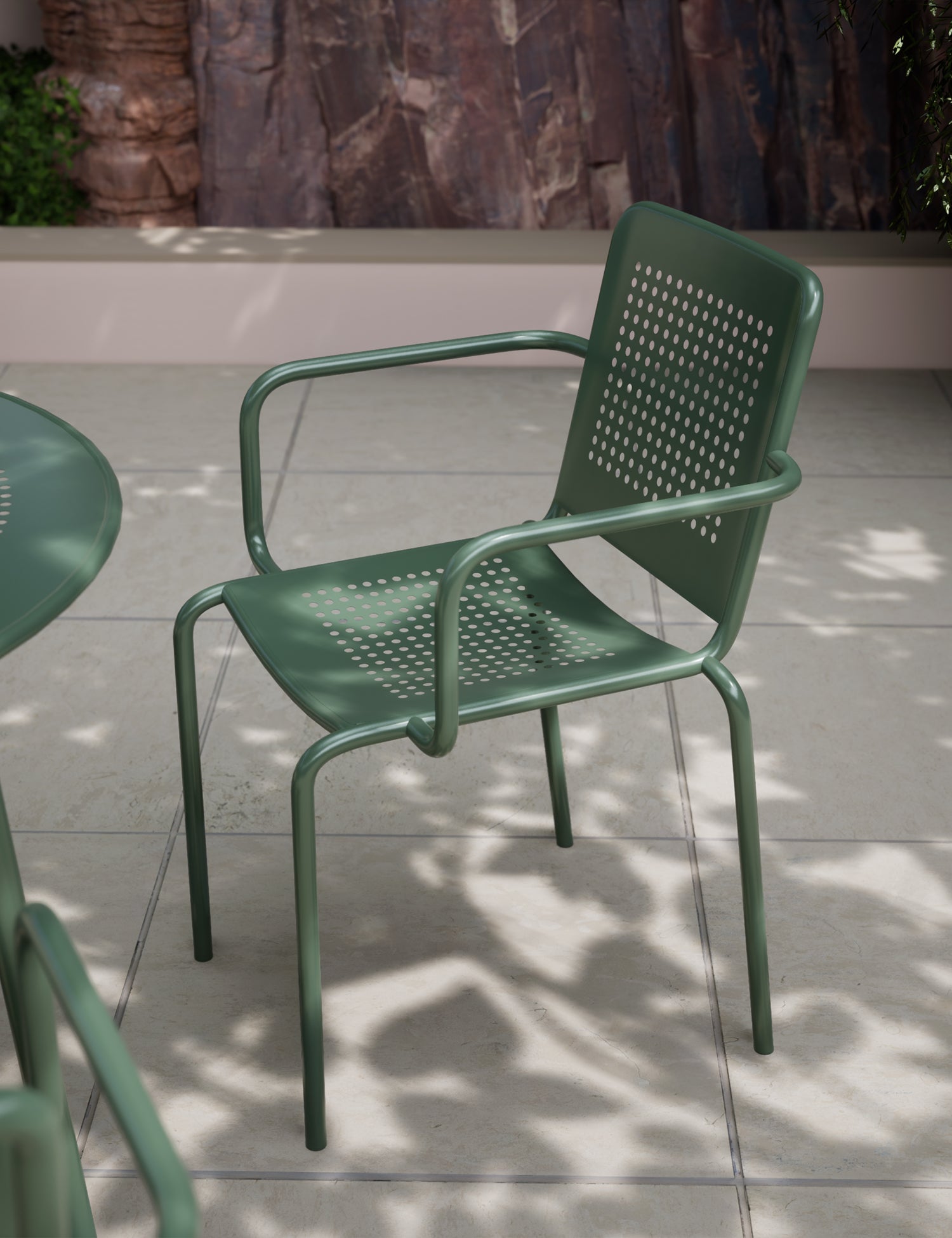 Porto 4 Seater Round Dining Set in Olive