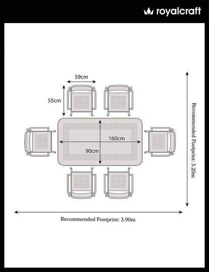 Porto 6 Seater Rectangular Dining Set in Champagne