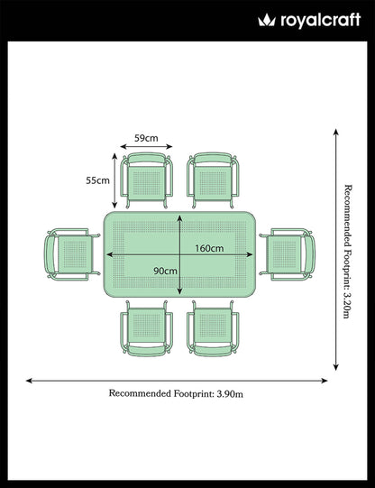 Porto 6 Seater Rectangular Dining Set in Olive