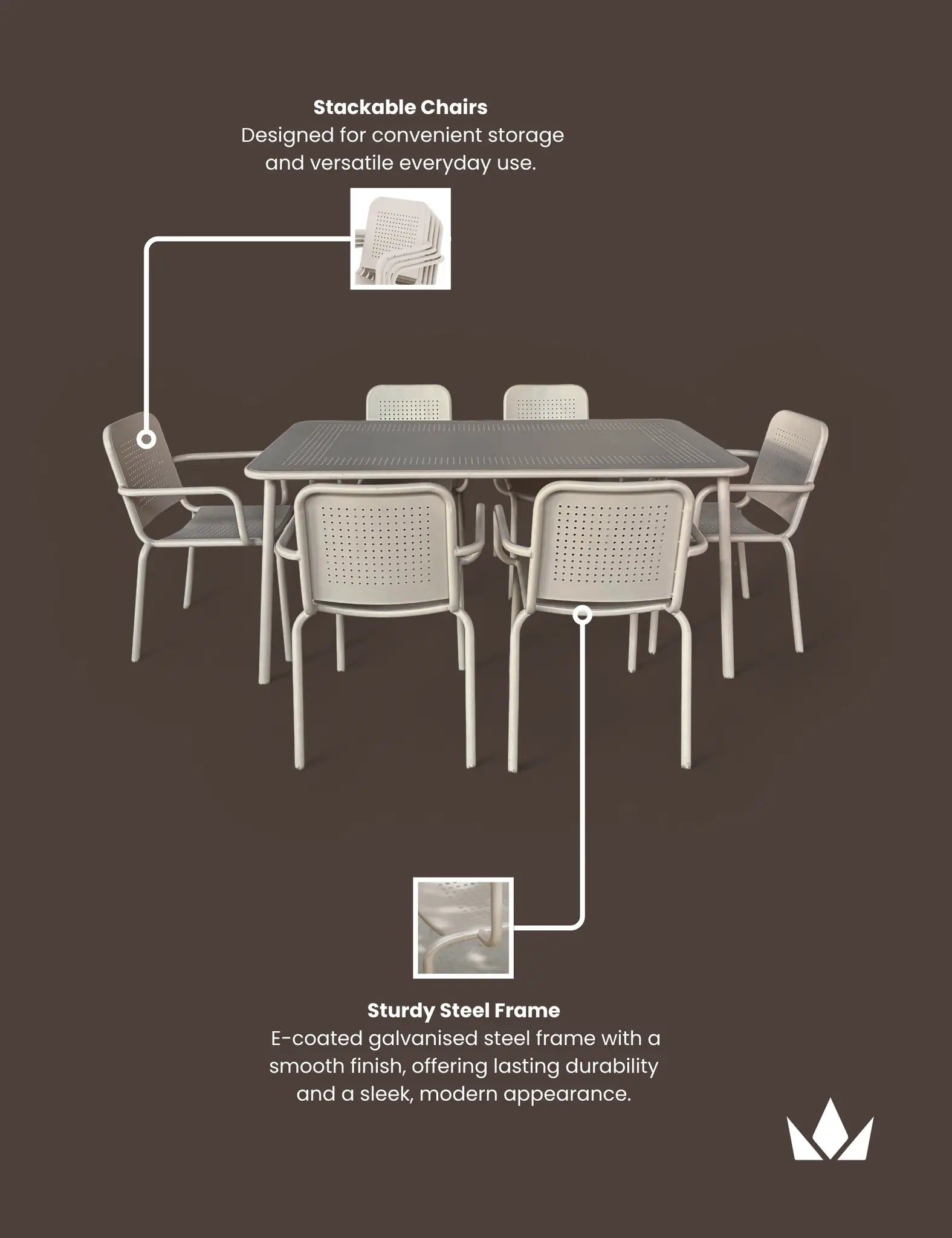 Image of Porto 6 Seater Rectangular Dining Set in Champagne