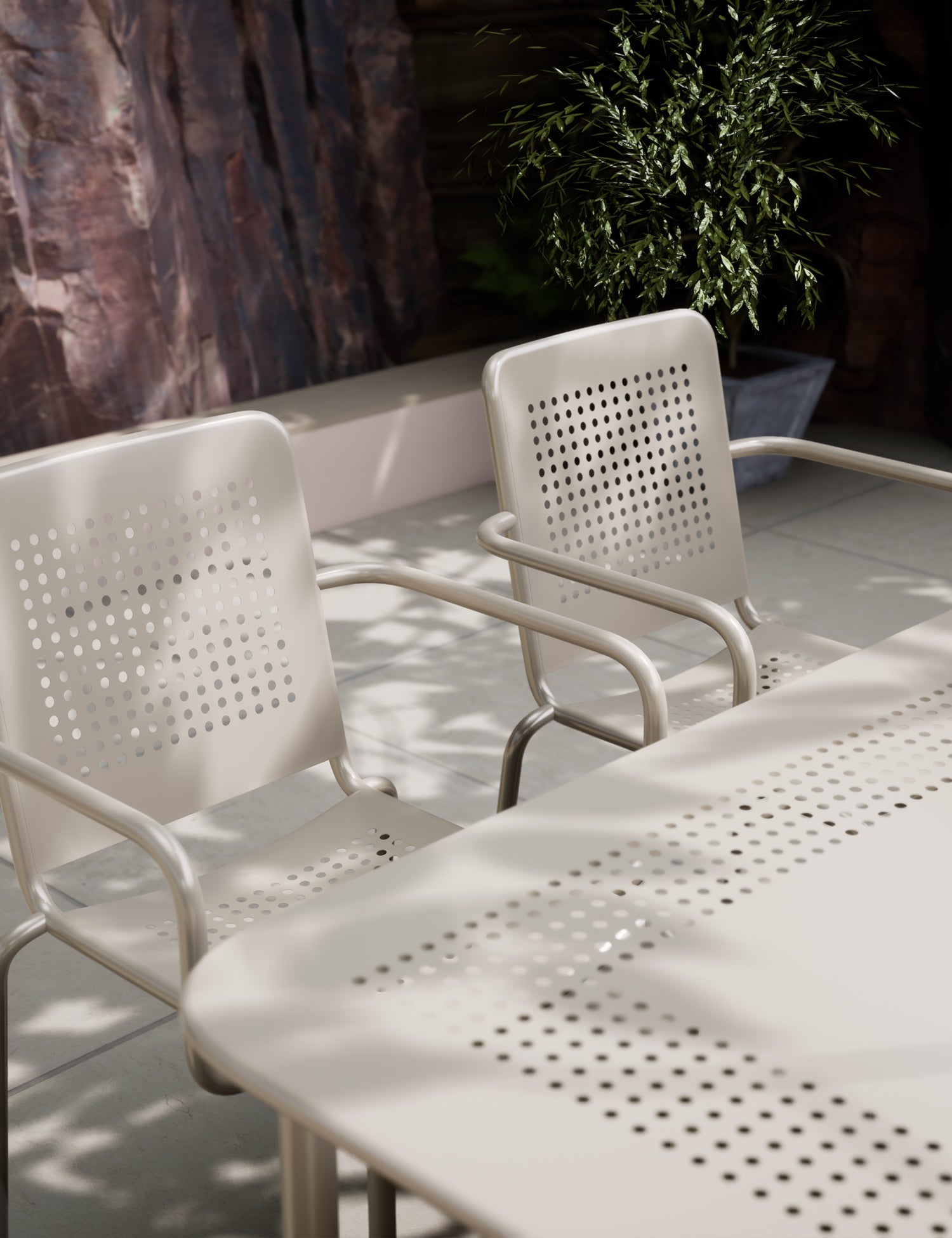 Porto 6 Seater Rectangular Dining Set in Champagne