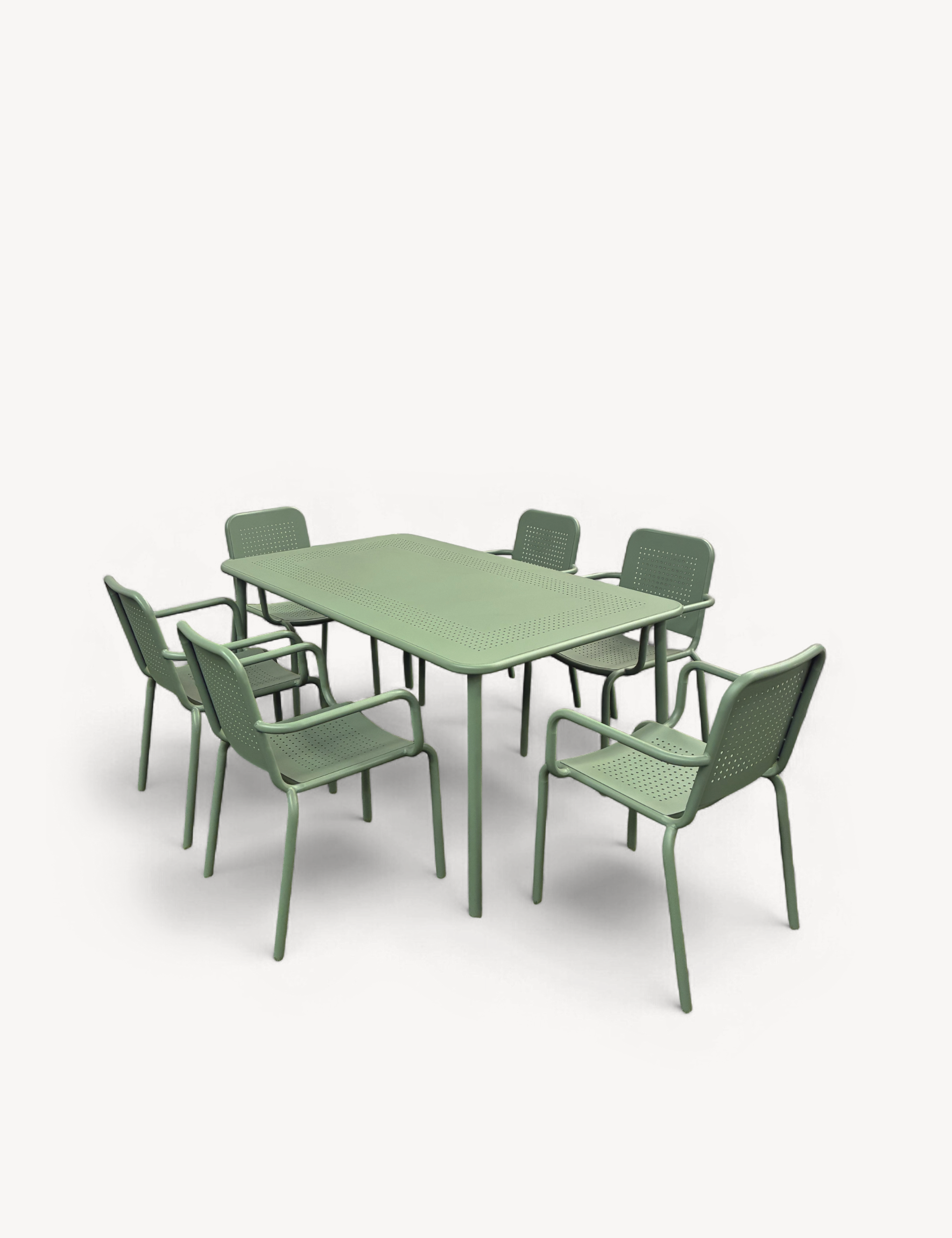 Porto 6 Seater Rectangular Dining Set in Olive